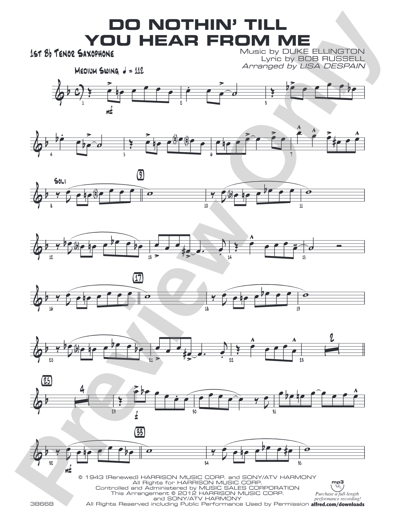 Do Nothin' Till You Hear from Me: B-flat Tenor Saxophone