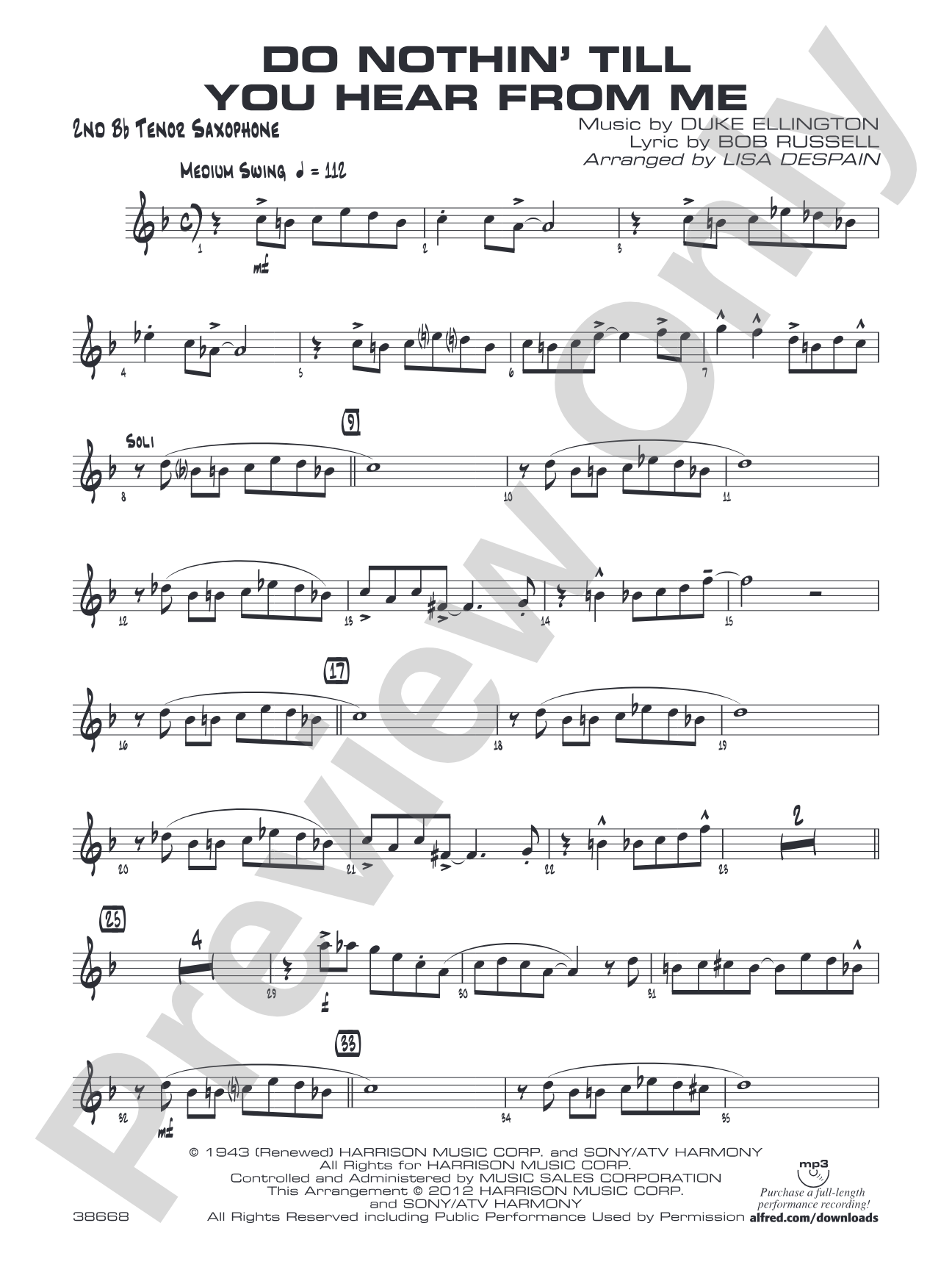 Do Nothin' Till You Hear from Me: 2nd B-flat Tenor Saxophone