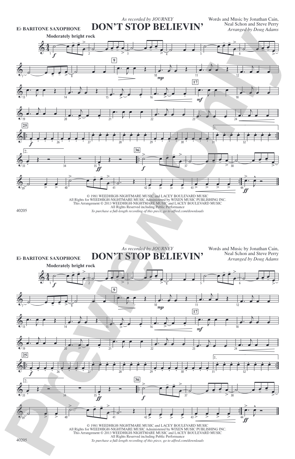Don't Stop Believin': E-flat Baritone Saxophone