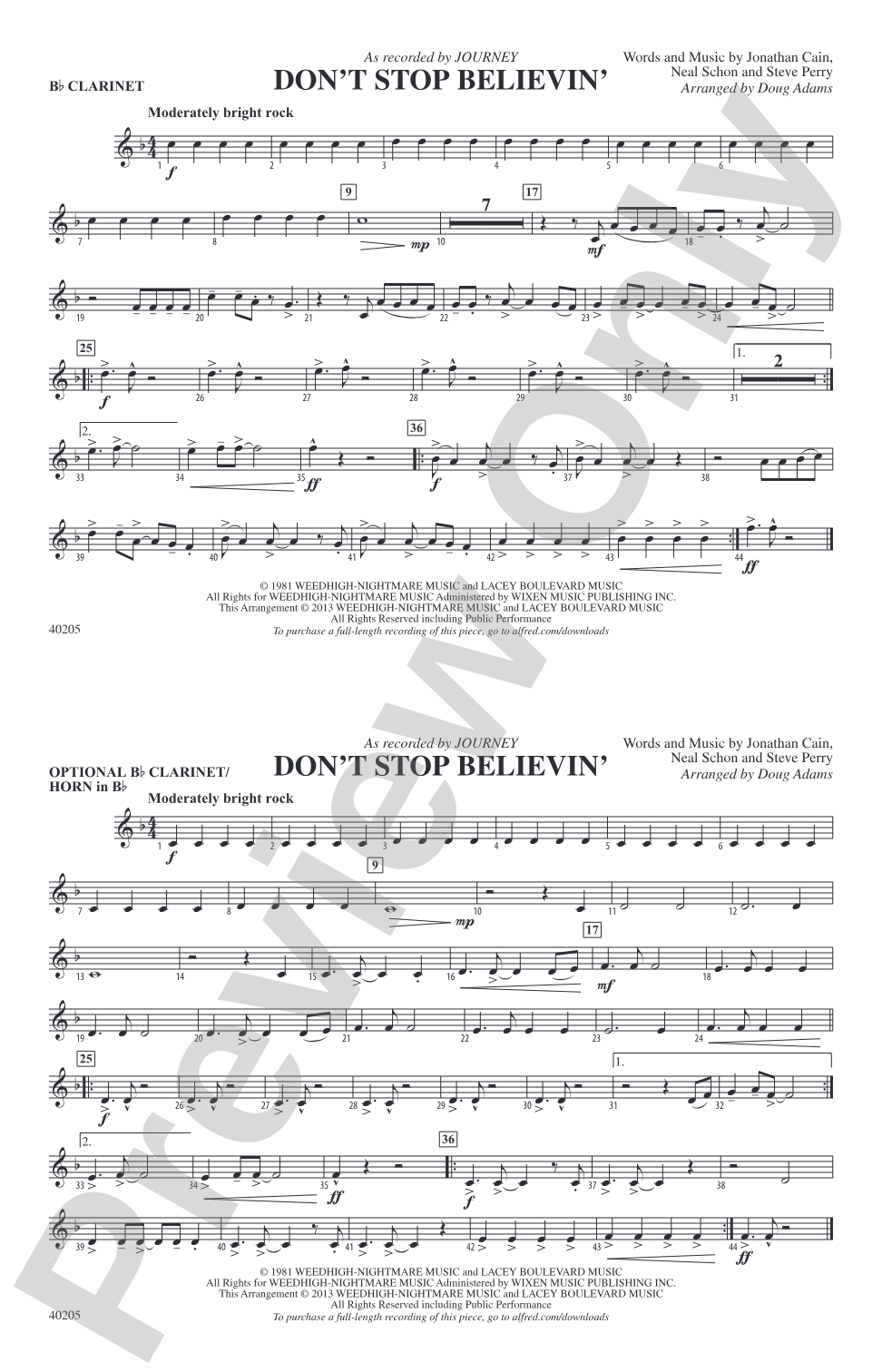 Don't Stop Believin': 1st B-flat Clarinet