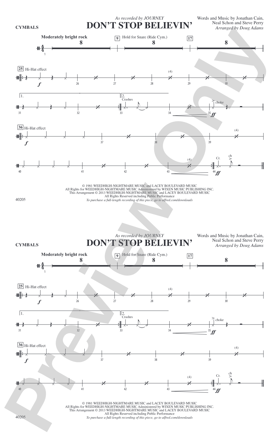 Don't Stop Believin': Cymbals