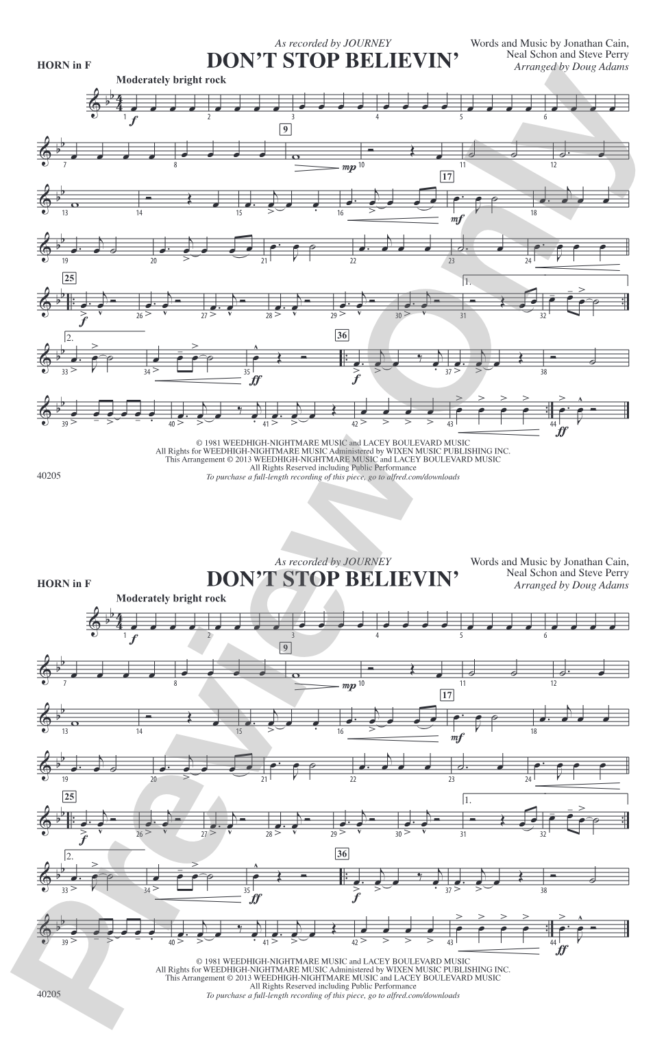 Don't Stop Believin': 1st F Horn