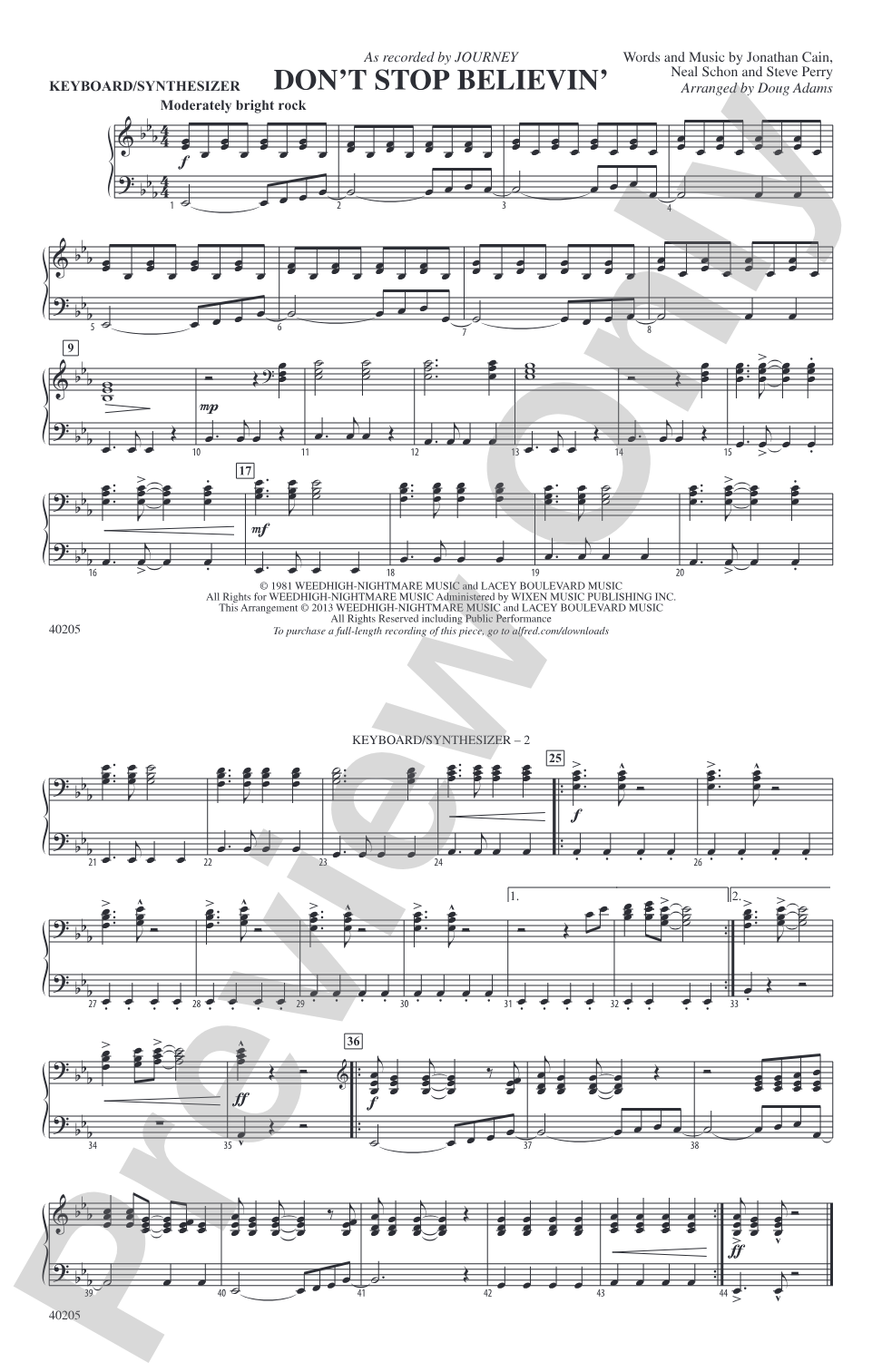 Don't Stop Believin': Piano Accompaniment
