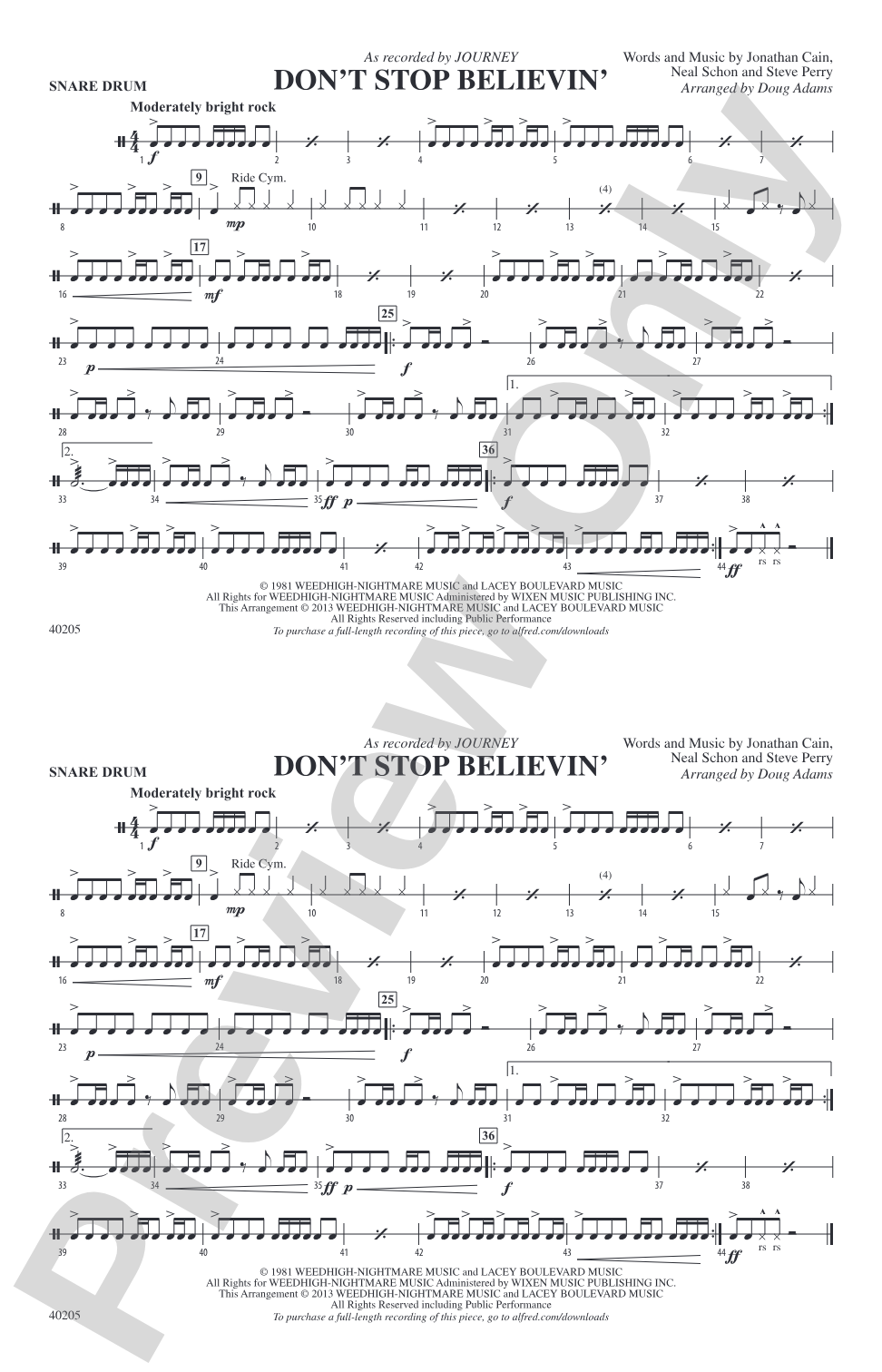 Don't Stop Believin': Snare Drum