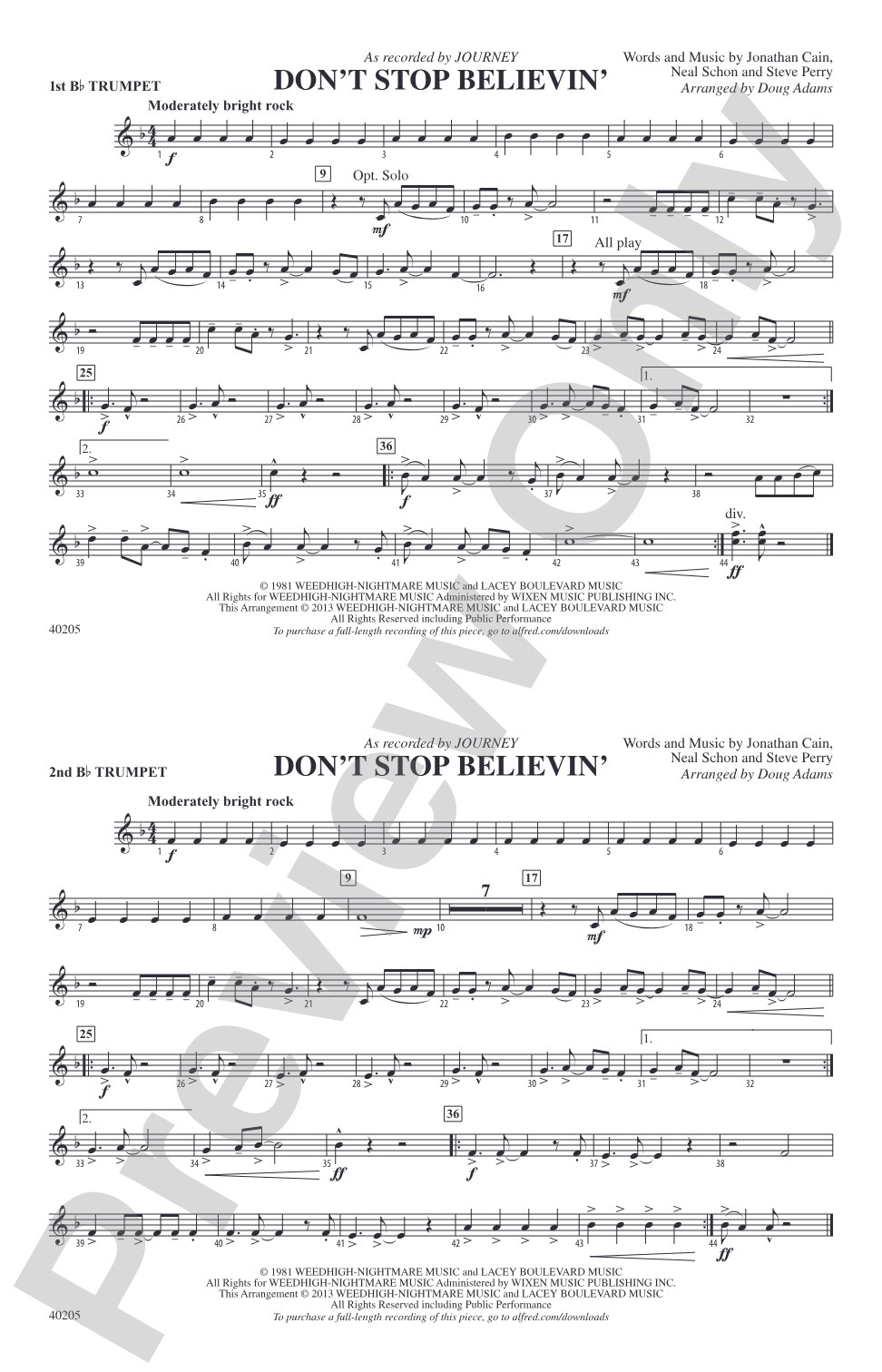 Don't Stop Believin': 1st B-flat Trumpet