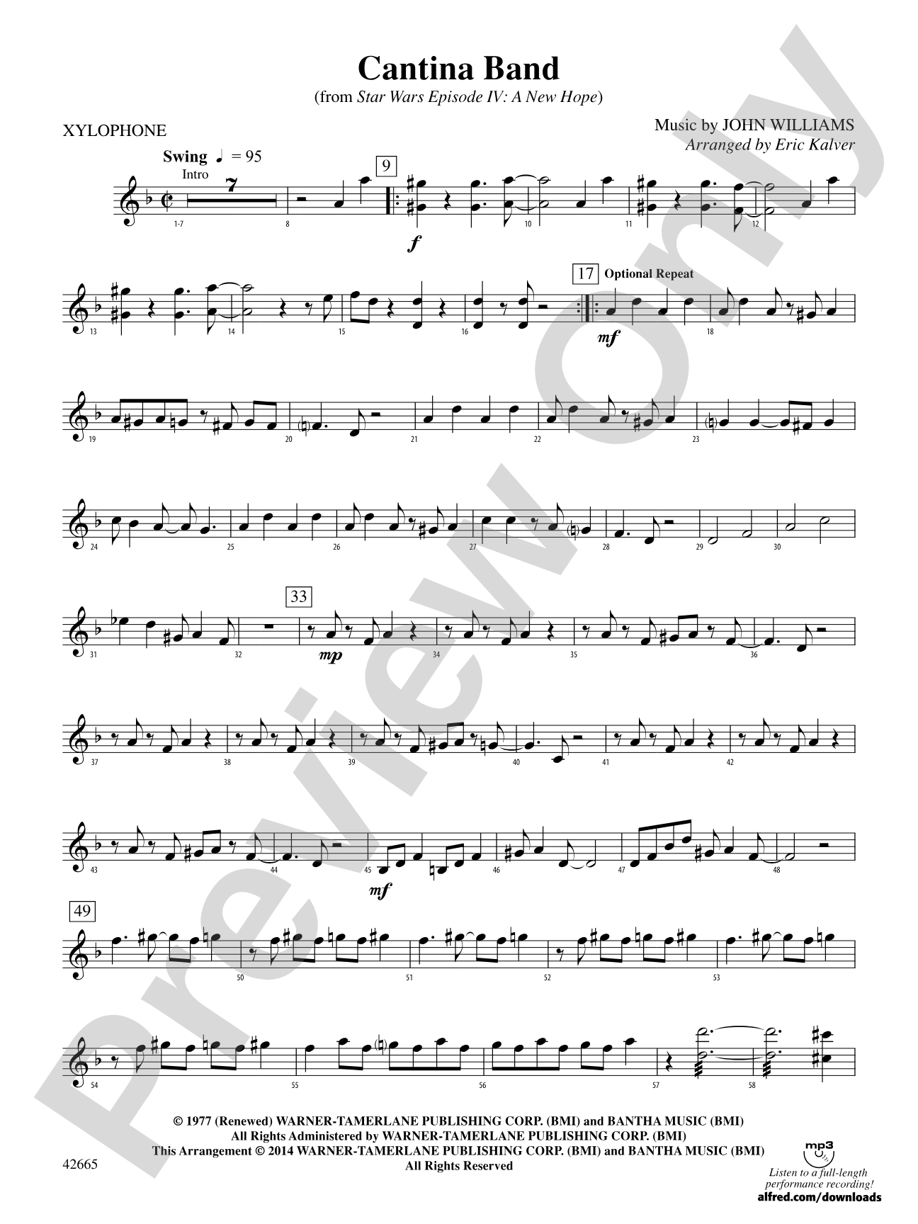 Cantina Band (from Star Wars Episode IV: A New Hope): Xylophone