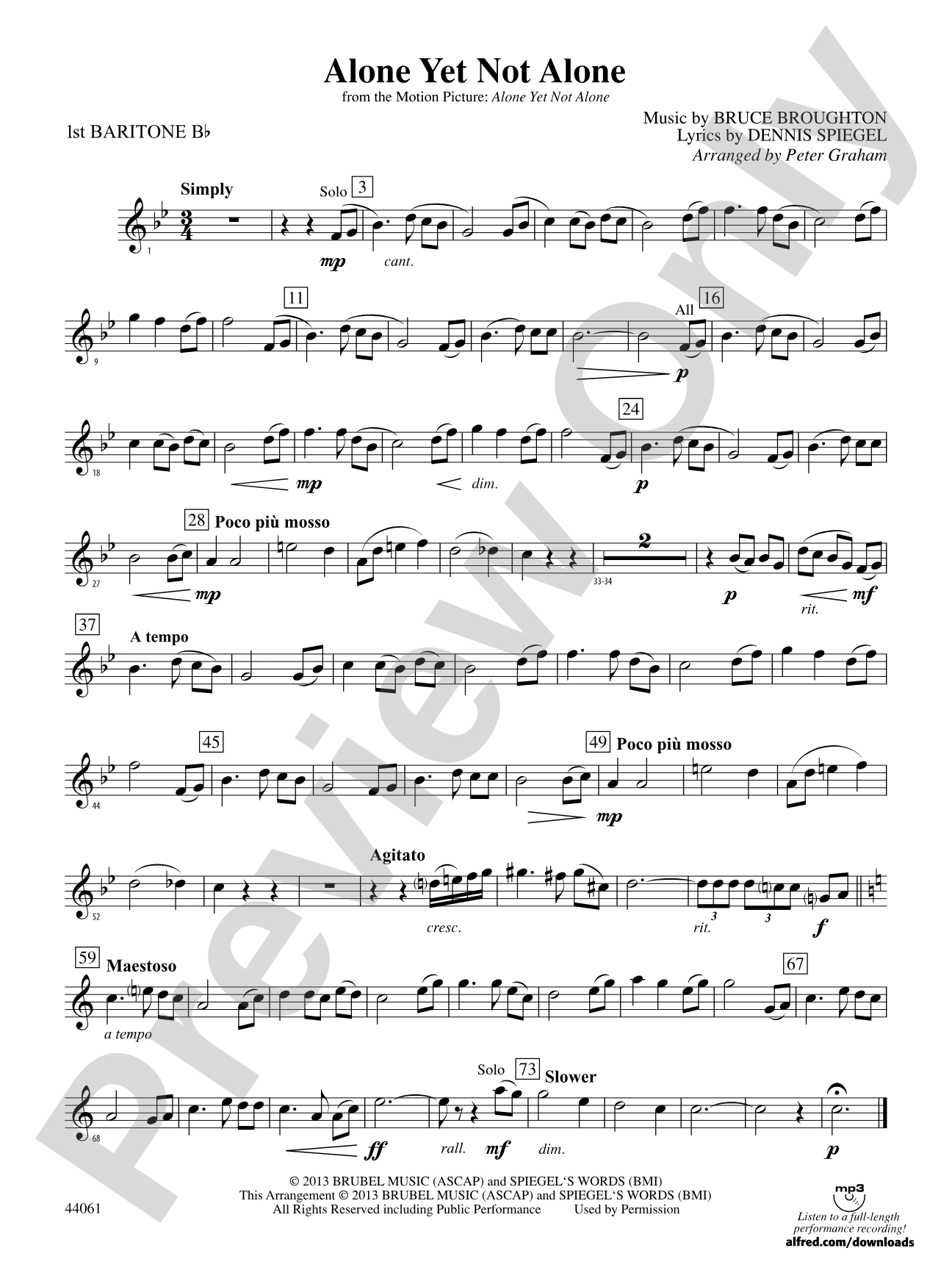 Alone Yet Not Alone (from the Motion Picture Alone Yet Not Alone): Baritone T.C.