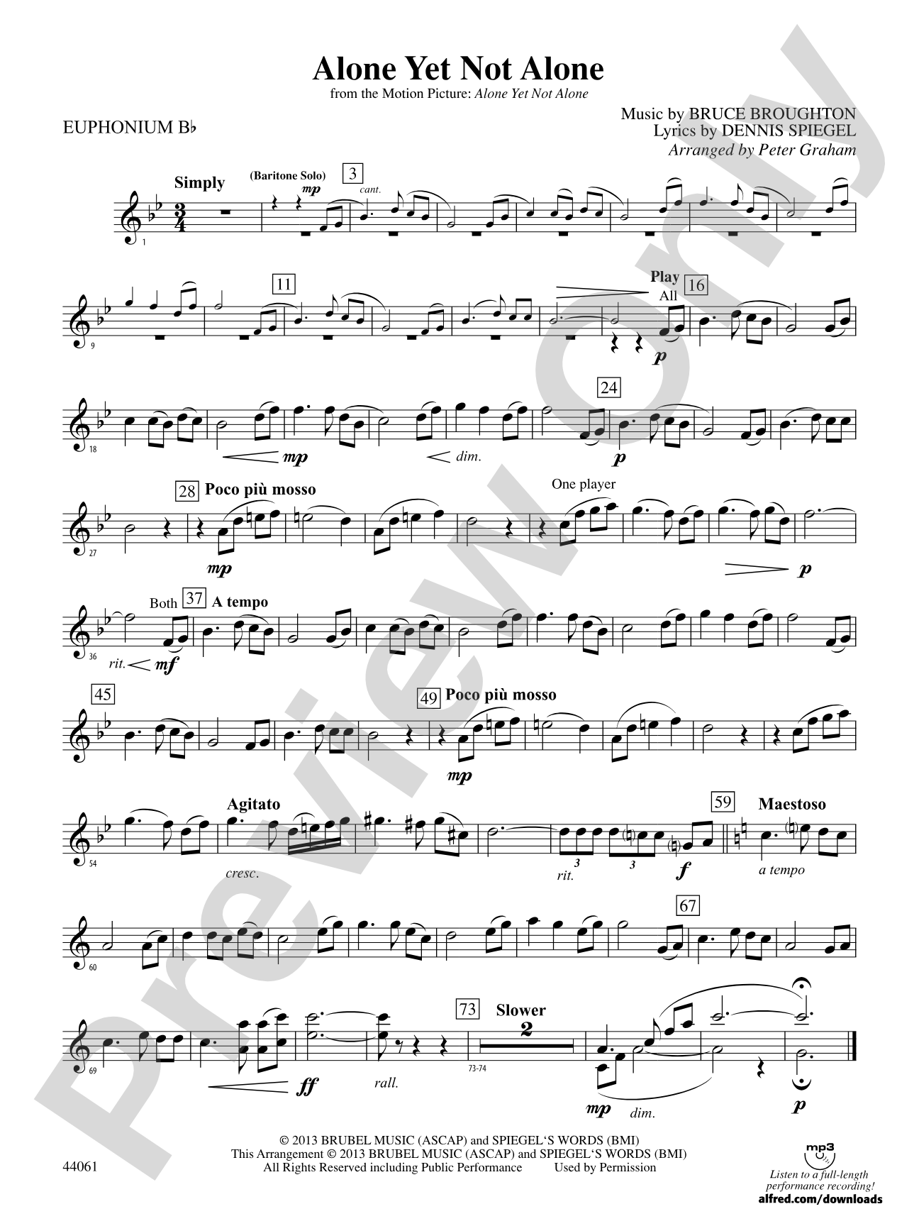Alone Yet Not Alone (from the Motion Picture Alone Yet Not Alone): Euphonium