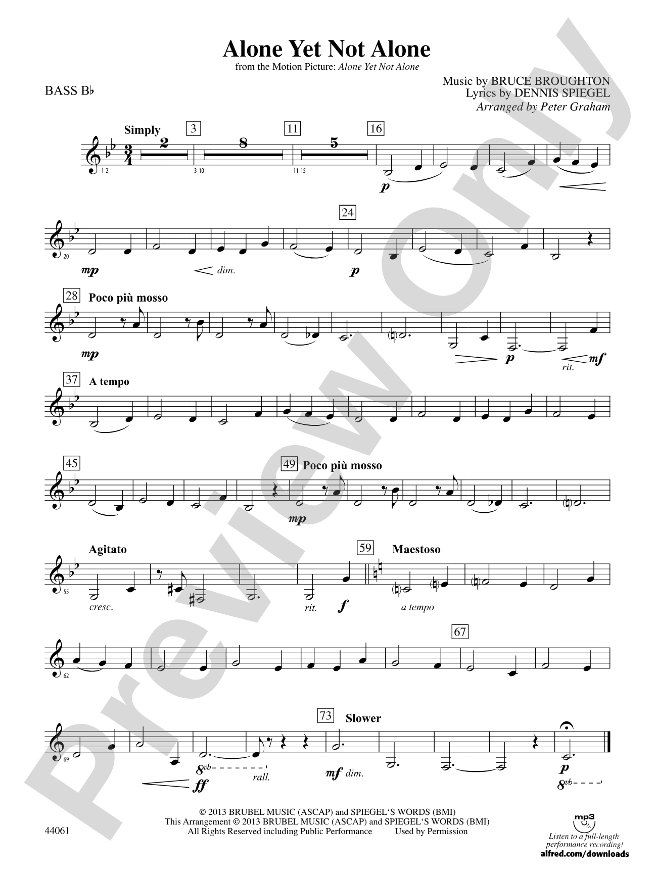 Alone Yet Not Alone (from the Motion Picture Alone Yet Not Alone): WP B-flat Tuba T.C.