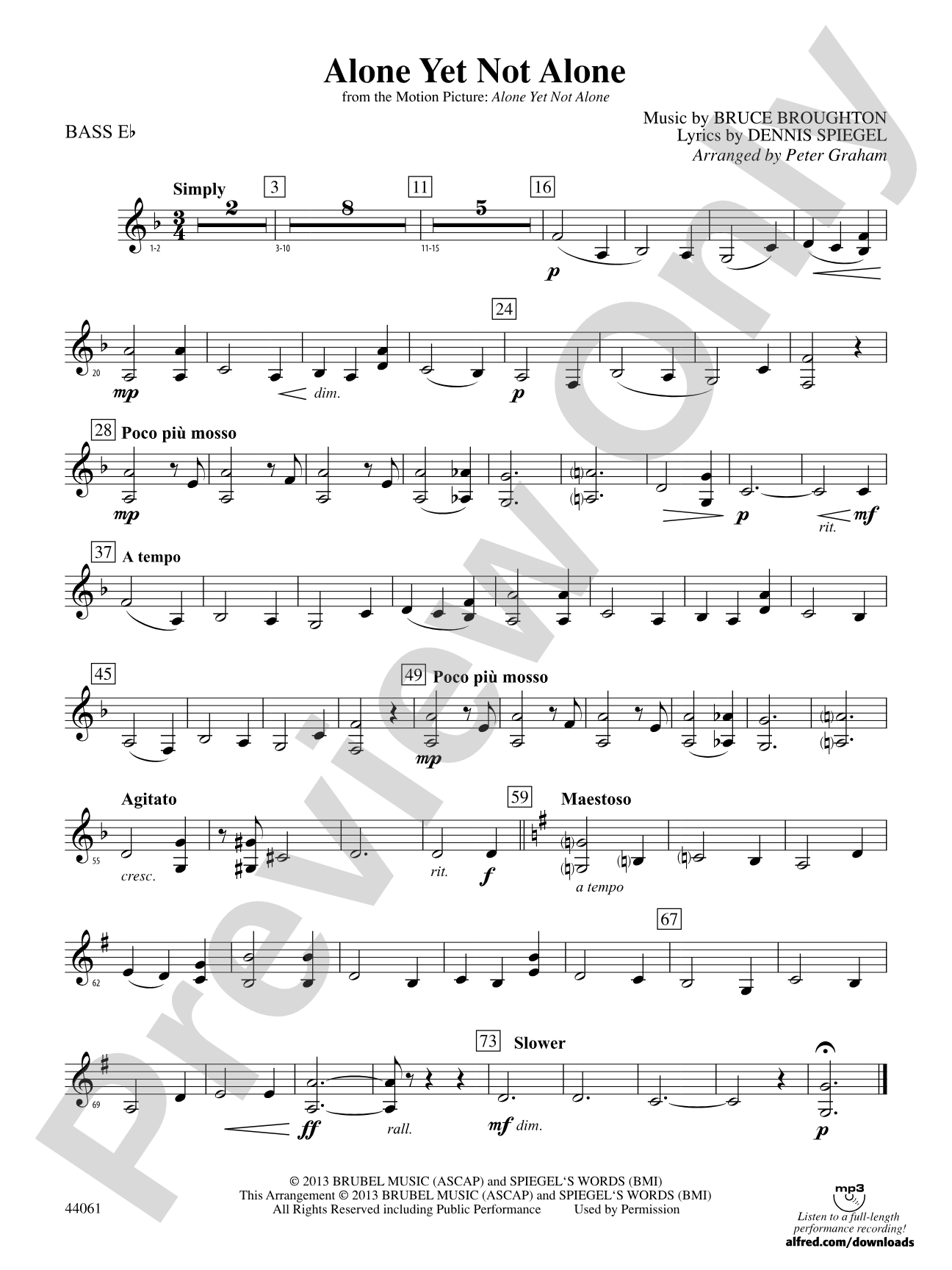 Alone Yet Not Alone (from the Motion Picture Alone Yet Not Alone): WP E-flat Tuba T.C.