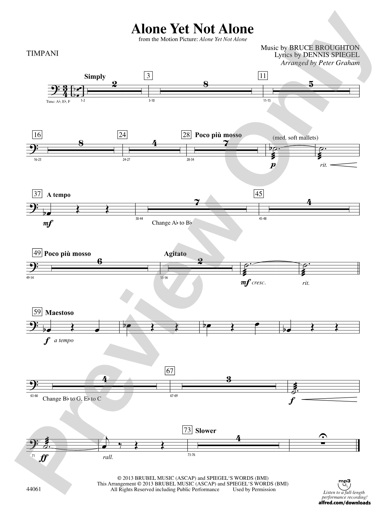 Alone Yet Not Alone (from the Motion Picture Alone Yet Not Alone): Timpani