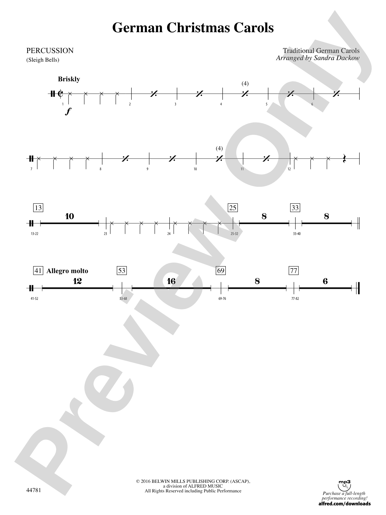 German Christmas Carols: 1st Percussion