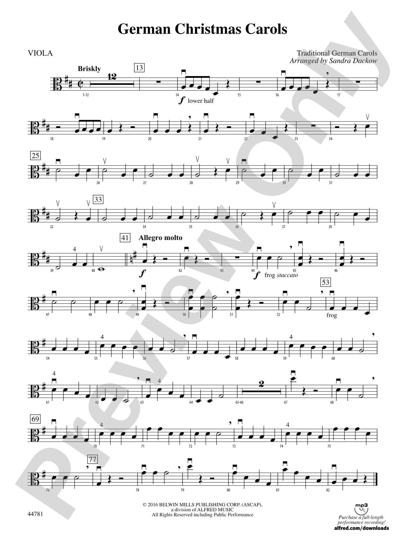 German Christmas Carols: Viola