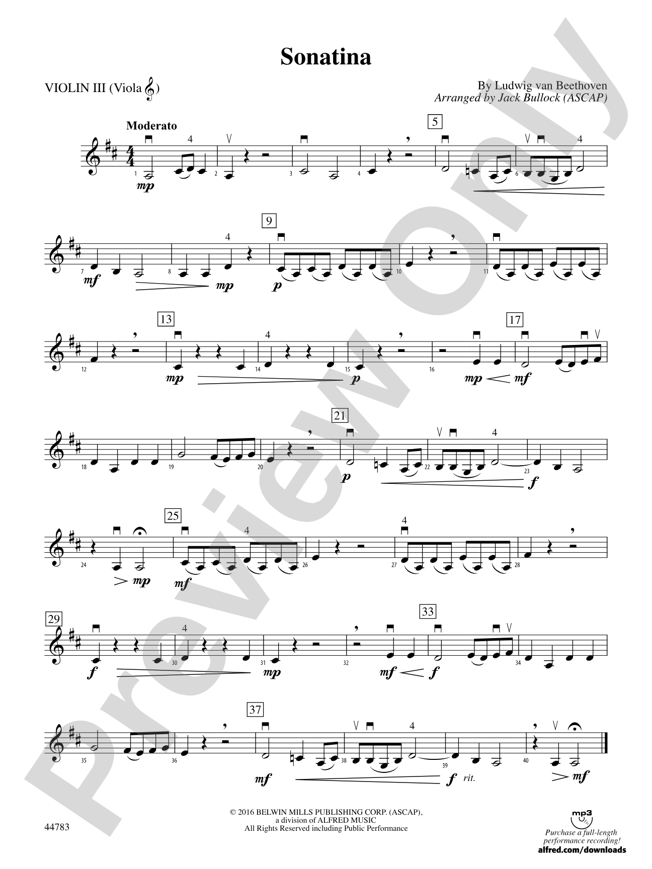 Sonatina: 3rd Violin (Viola [TC])