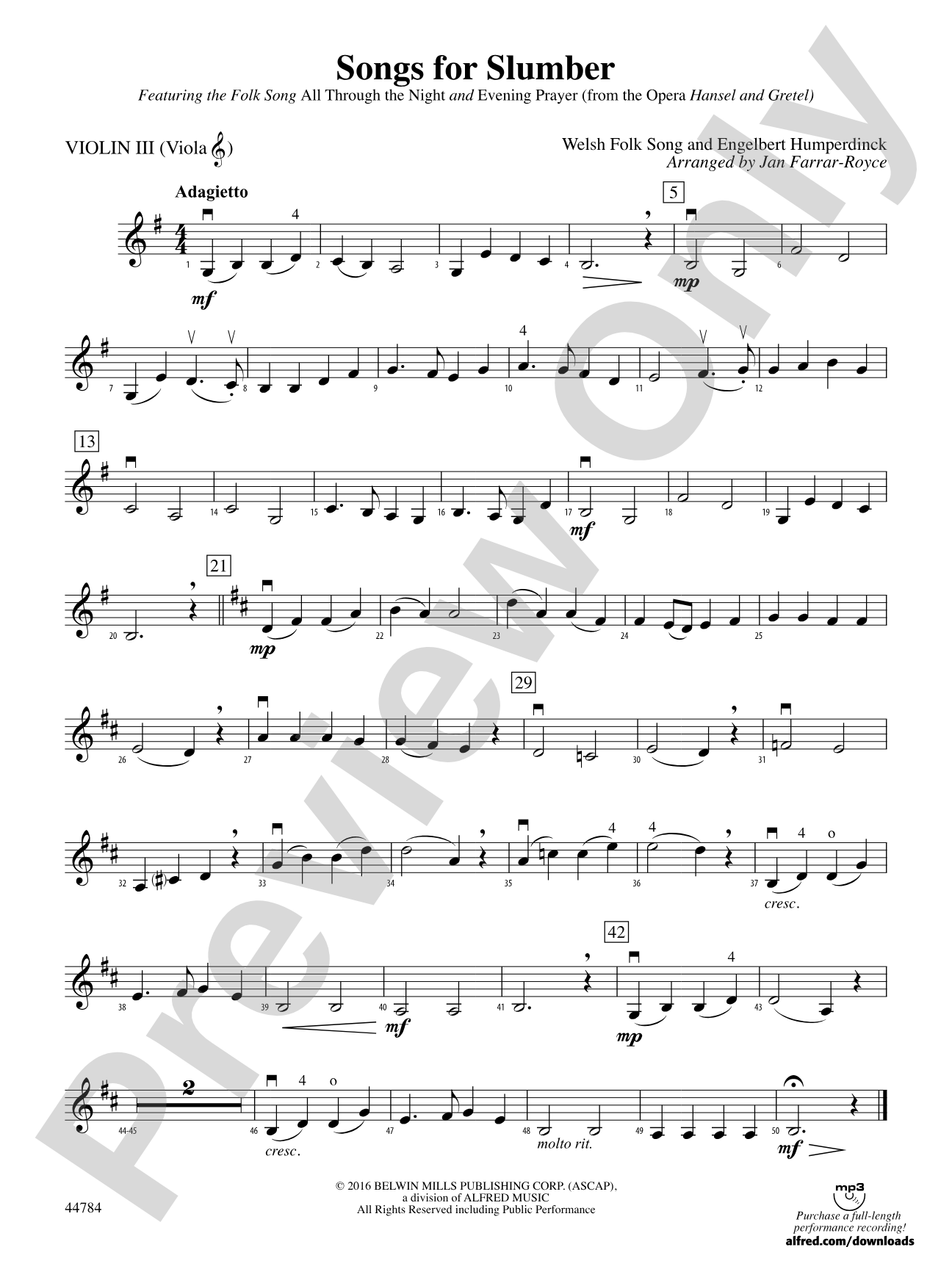 Songs for Slumber: 3rd Violin (Viola [TC])