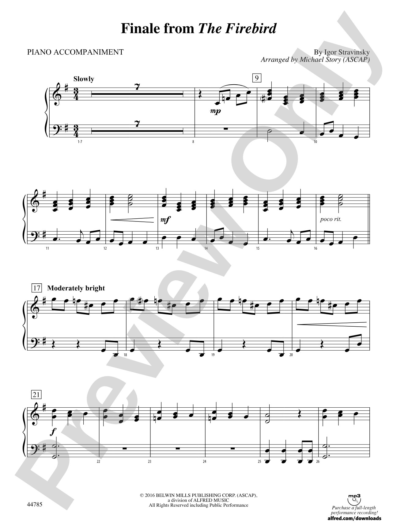 Finale from The Firebird: Piano Accompaniment