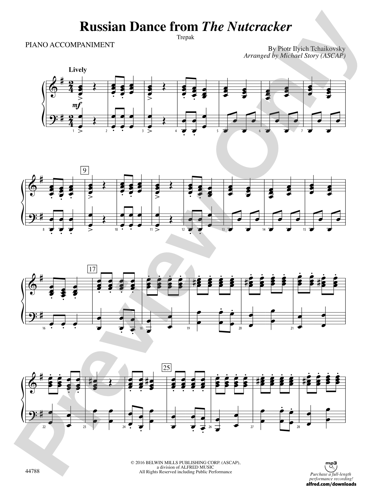 Russian Dance from The Nutcracker: Piano Accompaniment