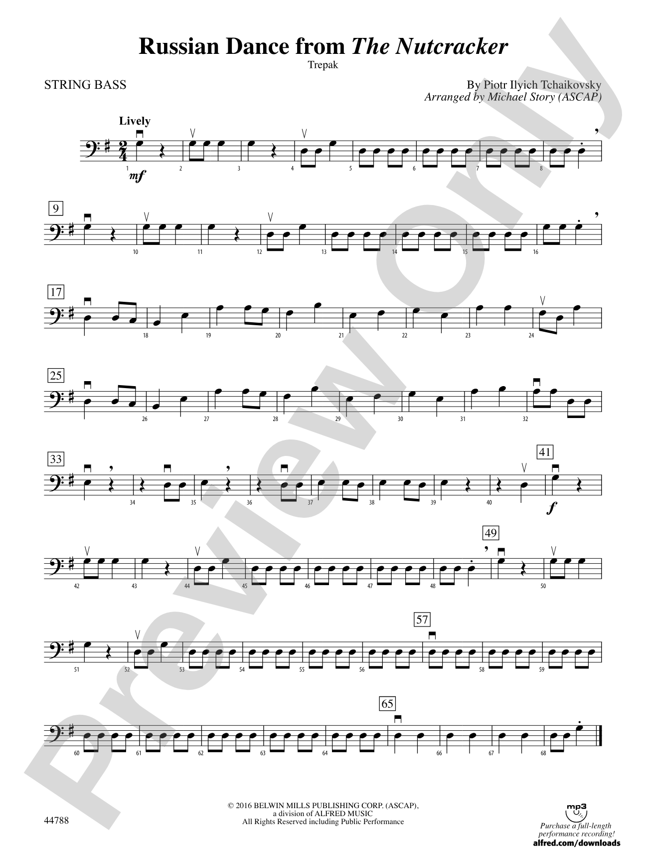 Russian Dance from The Nutcracker: String Bass