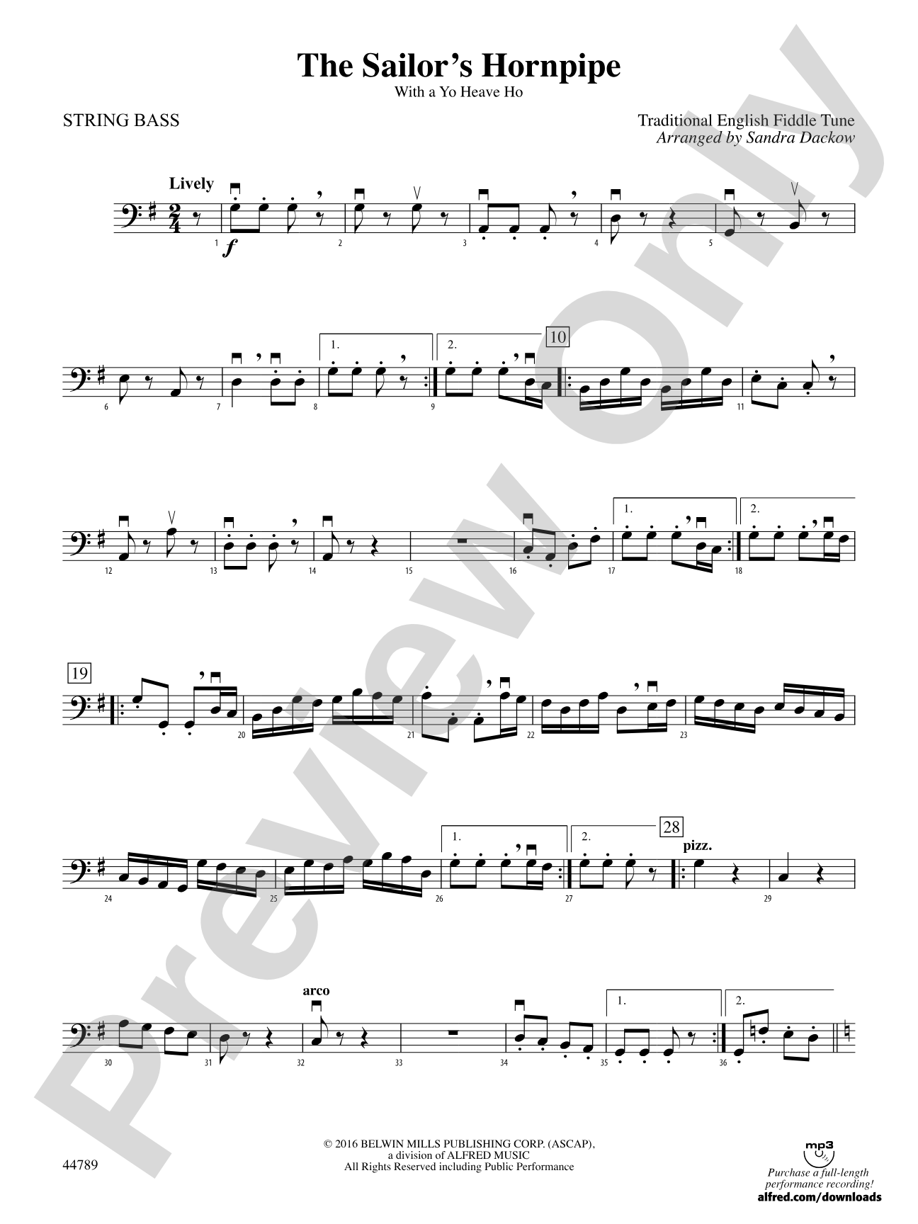 The Sailor's Hornpipe: String Bass