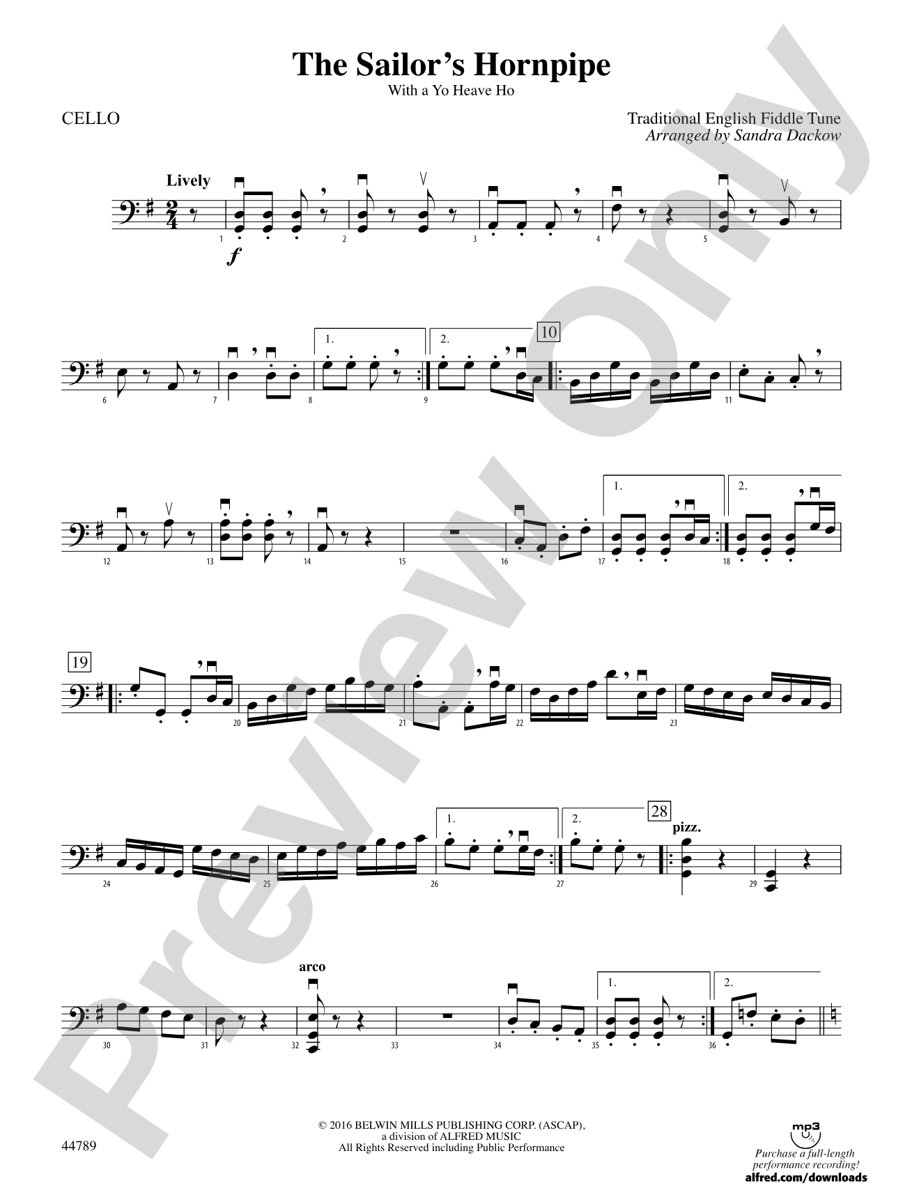 The Sailor's Hornpipe: Cello