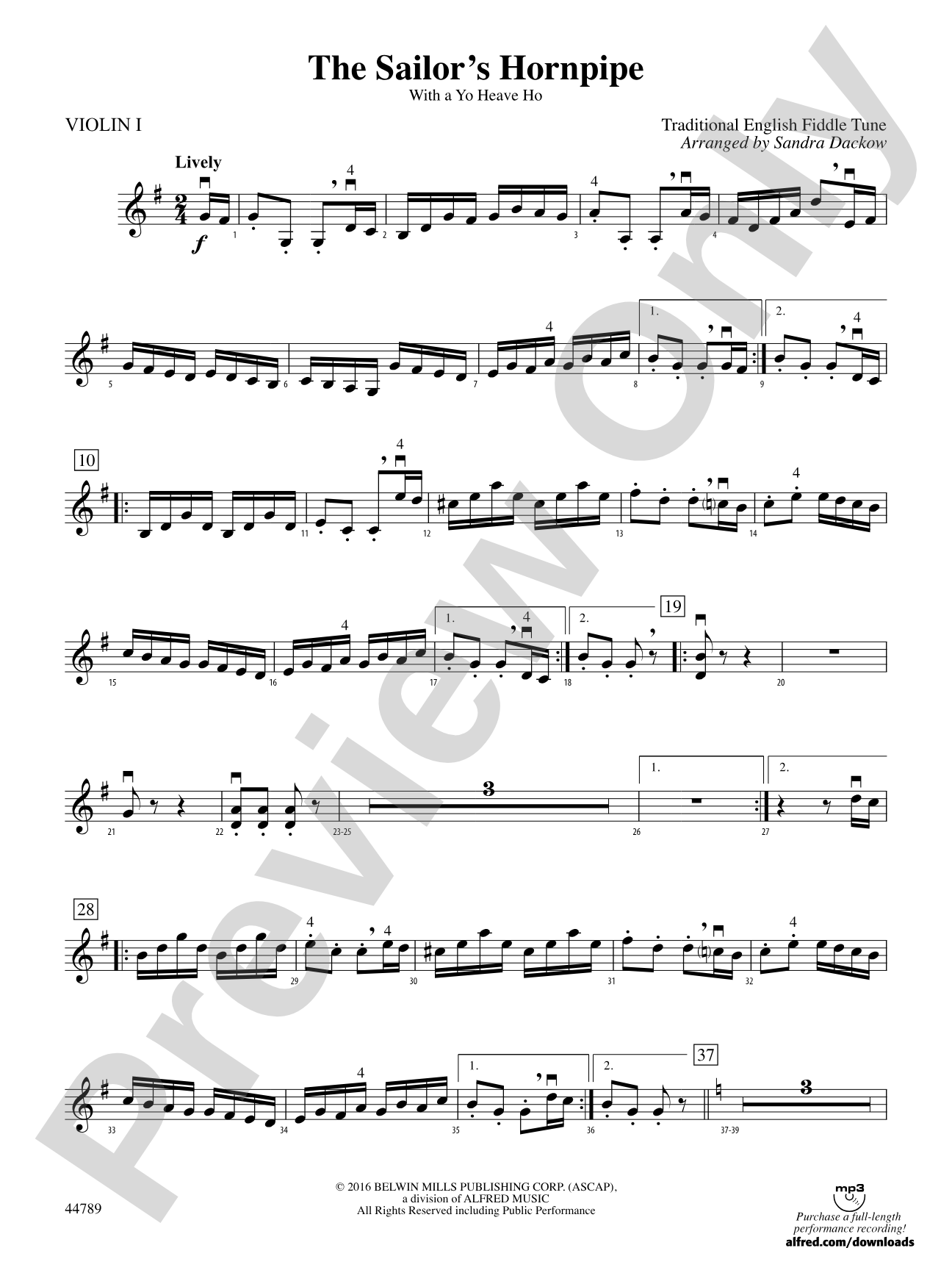 The Sailor's Hornpipe: 1st Violin