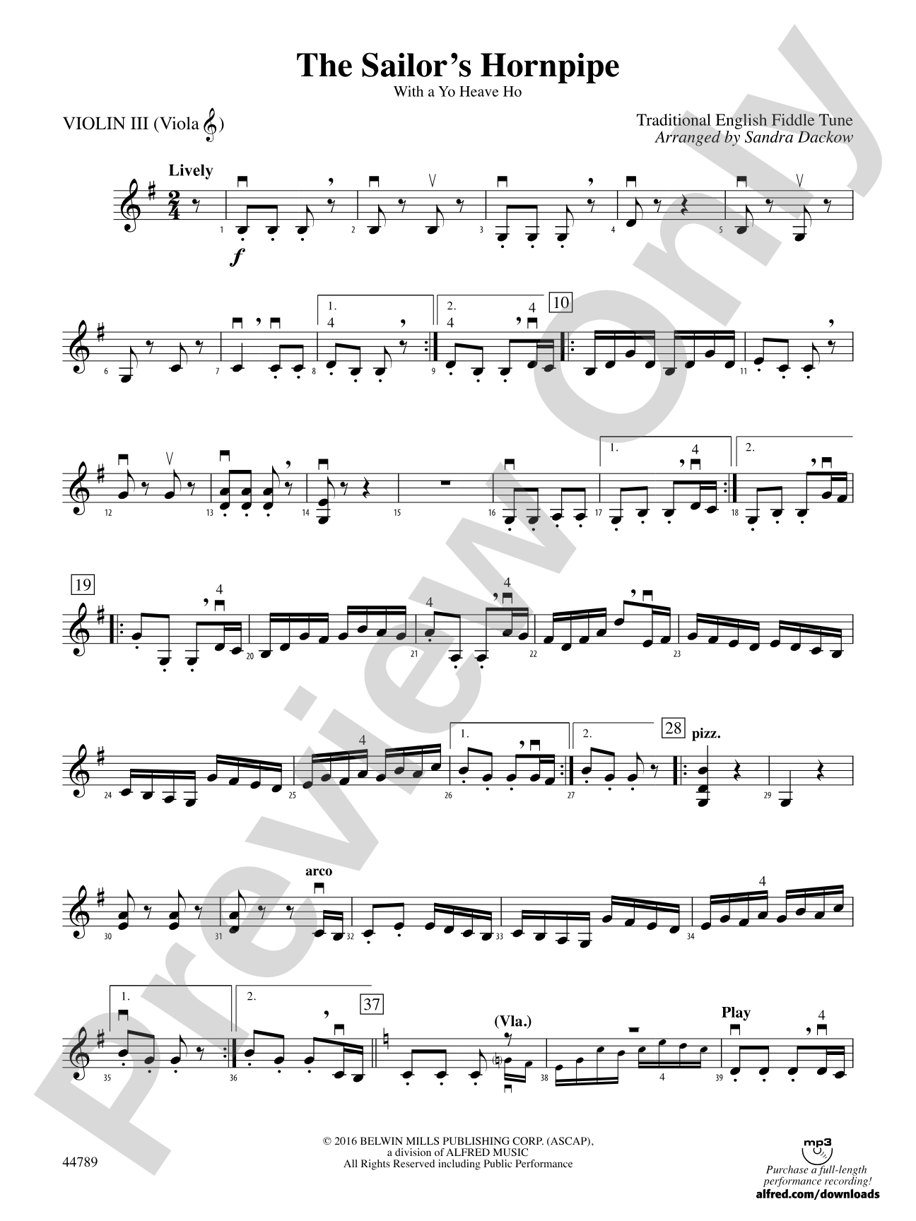 The Sailor's Hornpipe: 3rd Violin (Viola [TC])