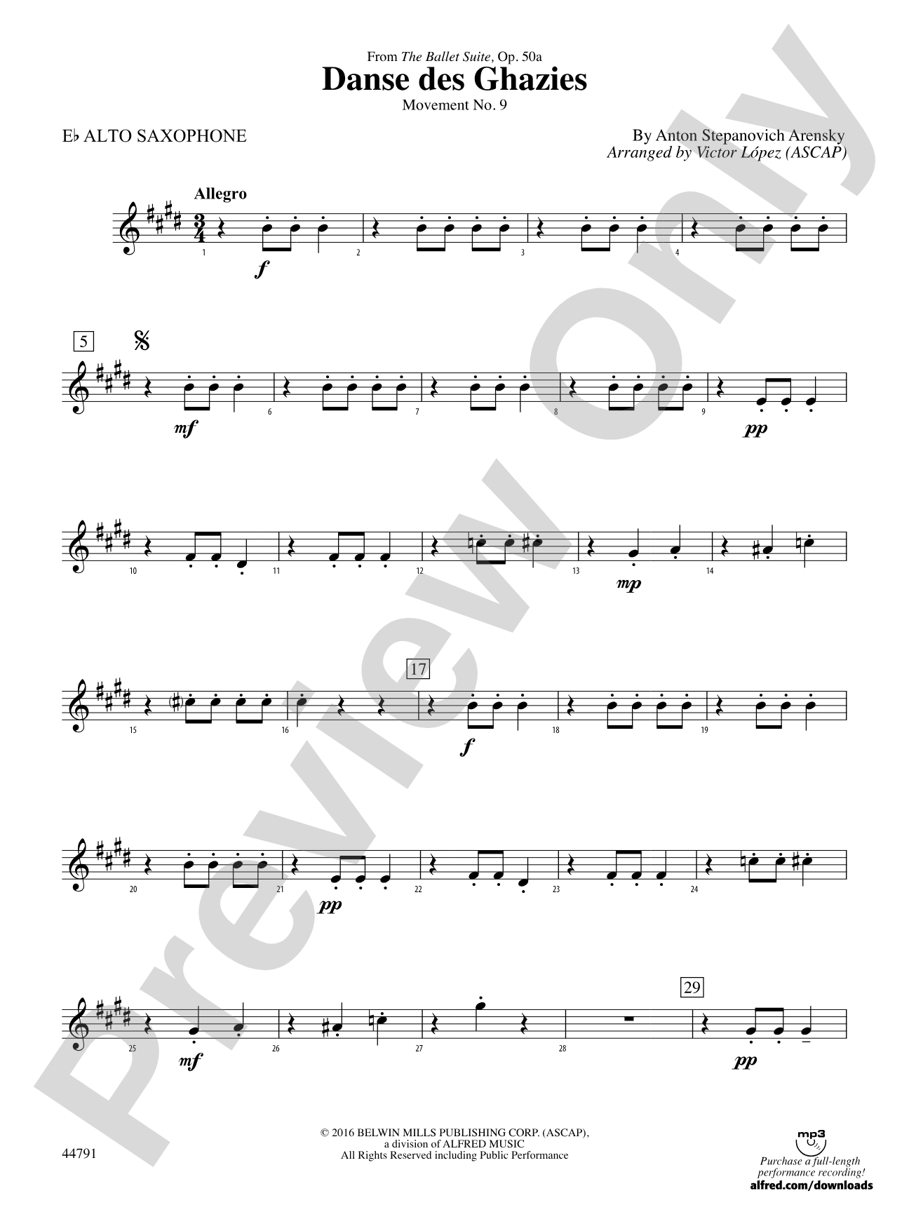 Danse des Ghazies: E-flat Alto Saxophone