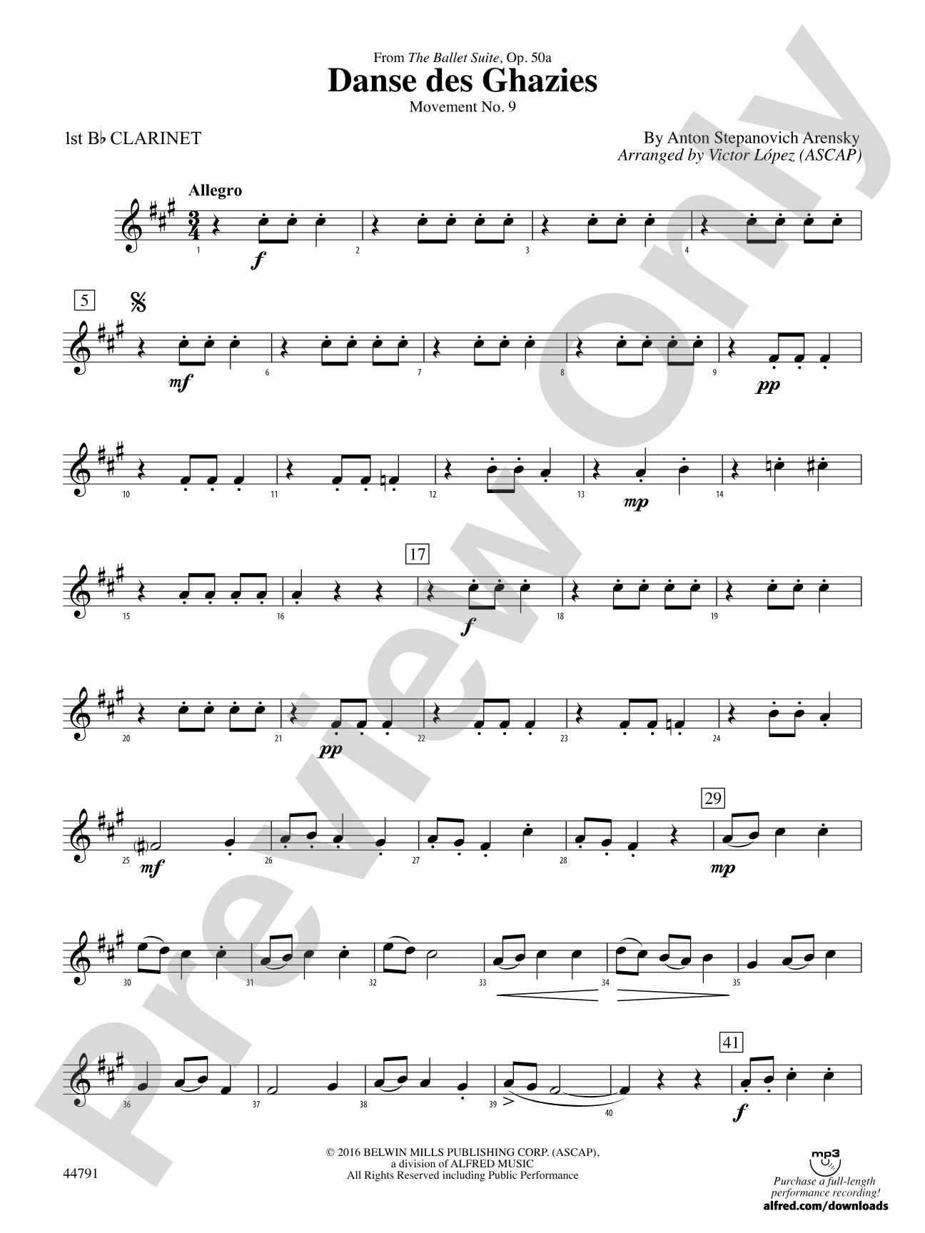 Danse des Ghazies: 1st B-flat Clarinet