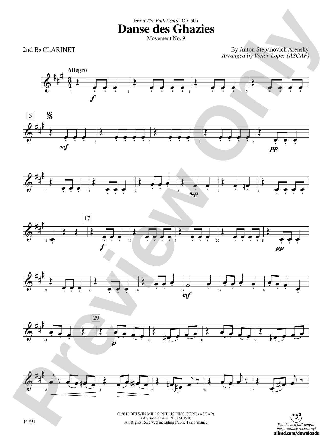 Danse des Ghazies: 2nd B-flat Clarinet