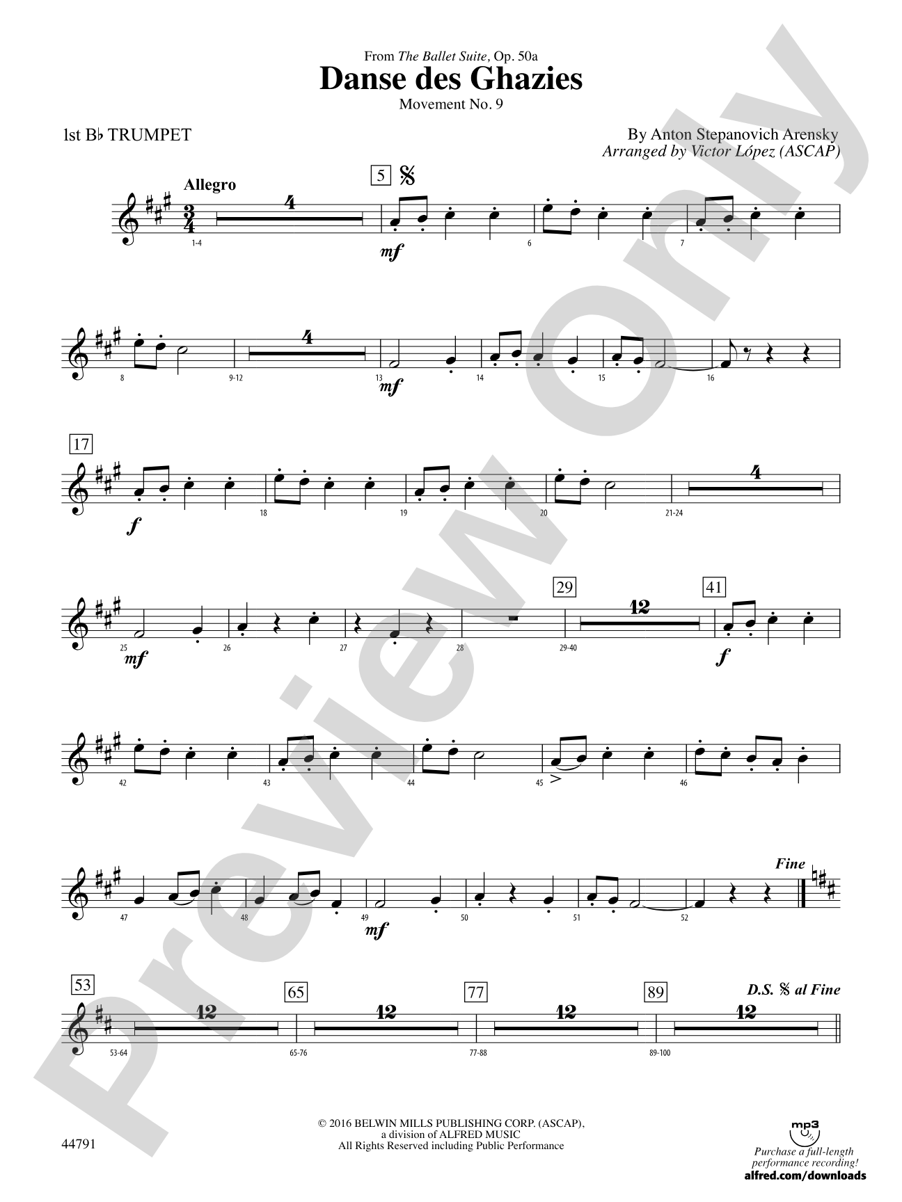 Danse des Ghazies: 1st B-flat Trumpet