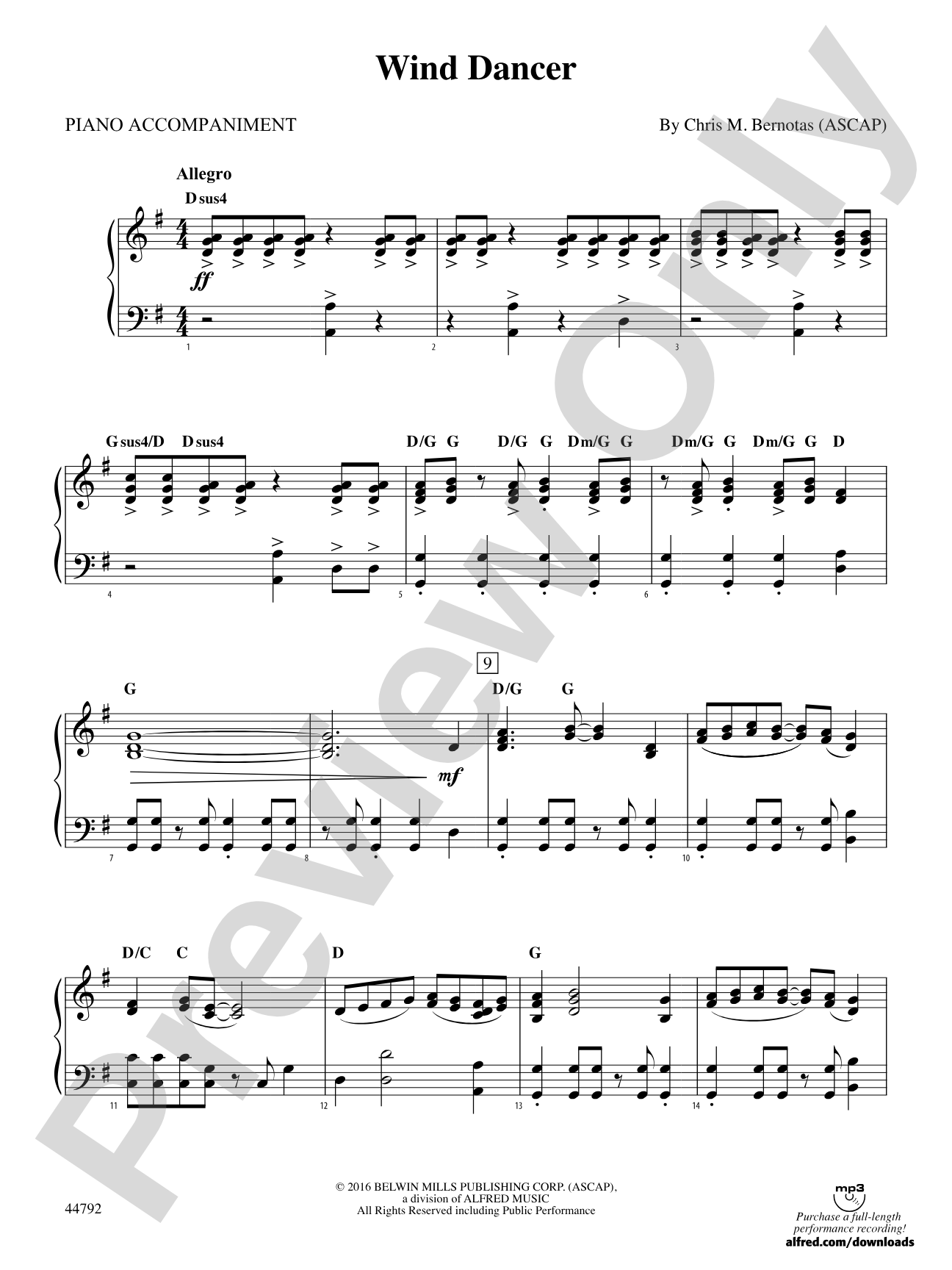 Wind Dancer: Piano Accompaniment