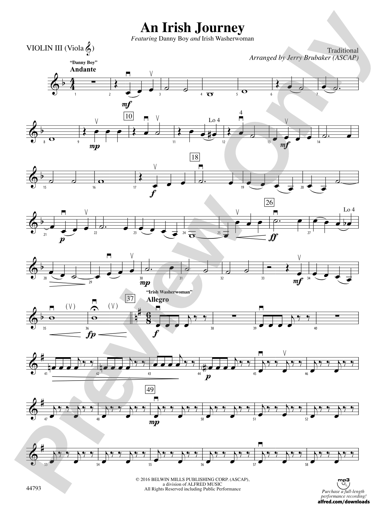 An Irish Journey: 3rd Violin (Viola [TC])