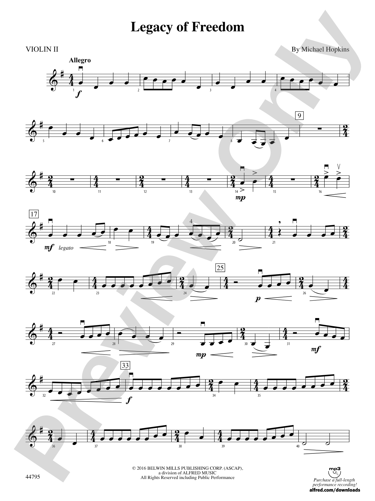 Legacy of Freedom: 2nd Violin