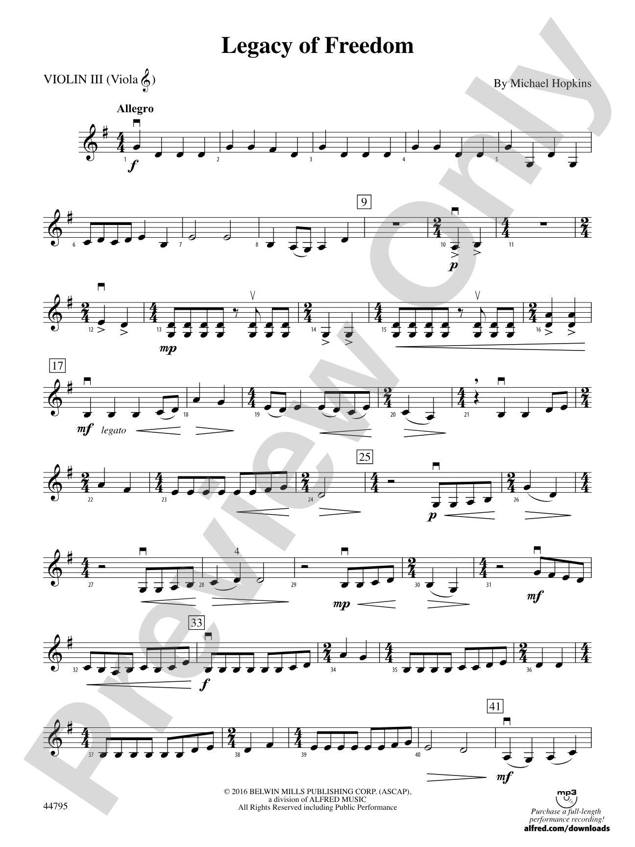 Legacy of Freedom: 3rd Violin (Viola [TC])