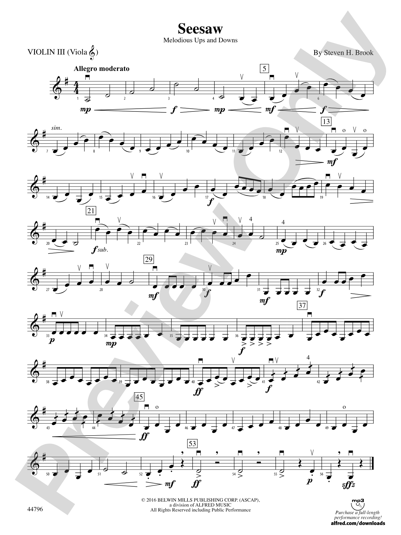 Seesaw: 3rd Violin (Viola [TC])