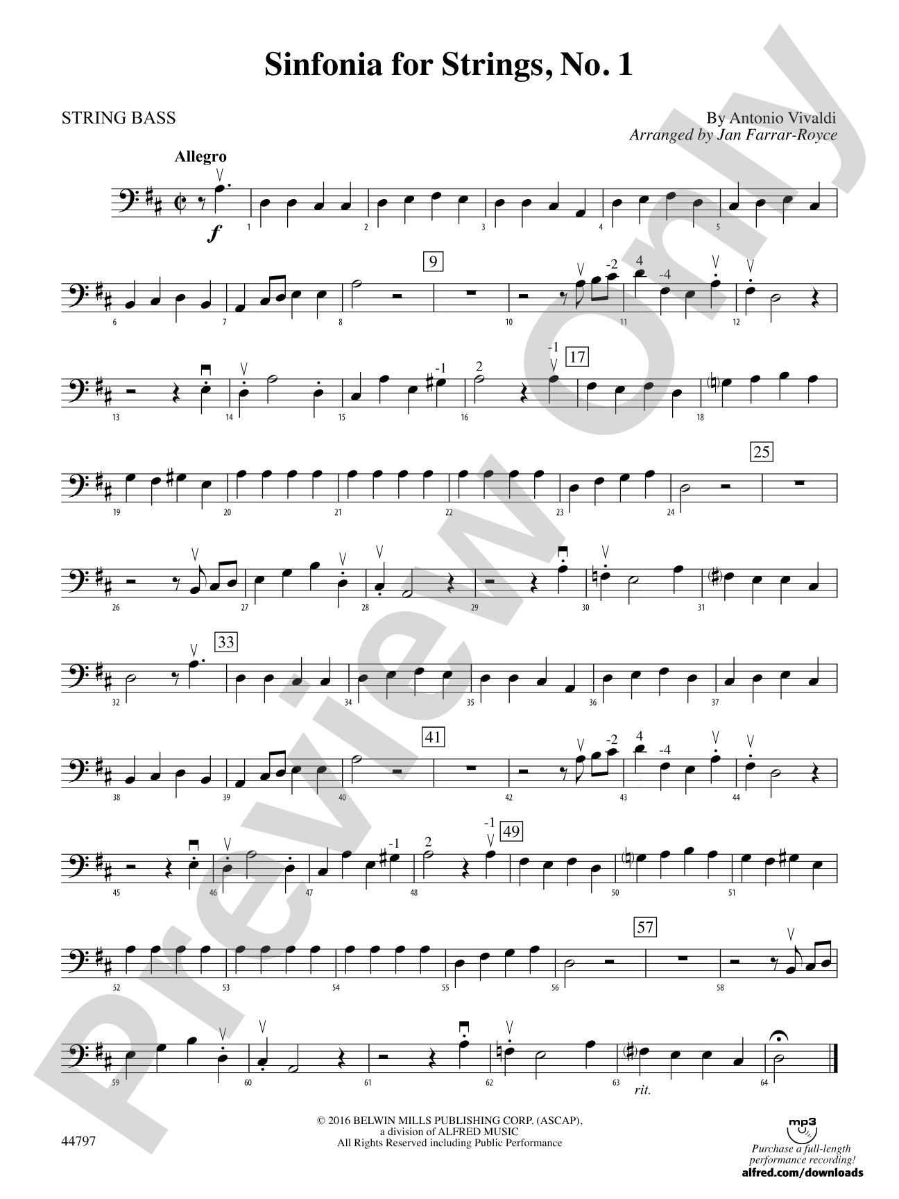 Sinfonia for Strings, No. 1: String Bass