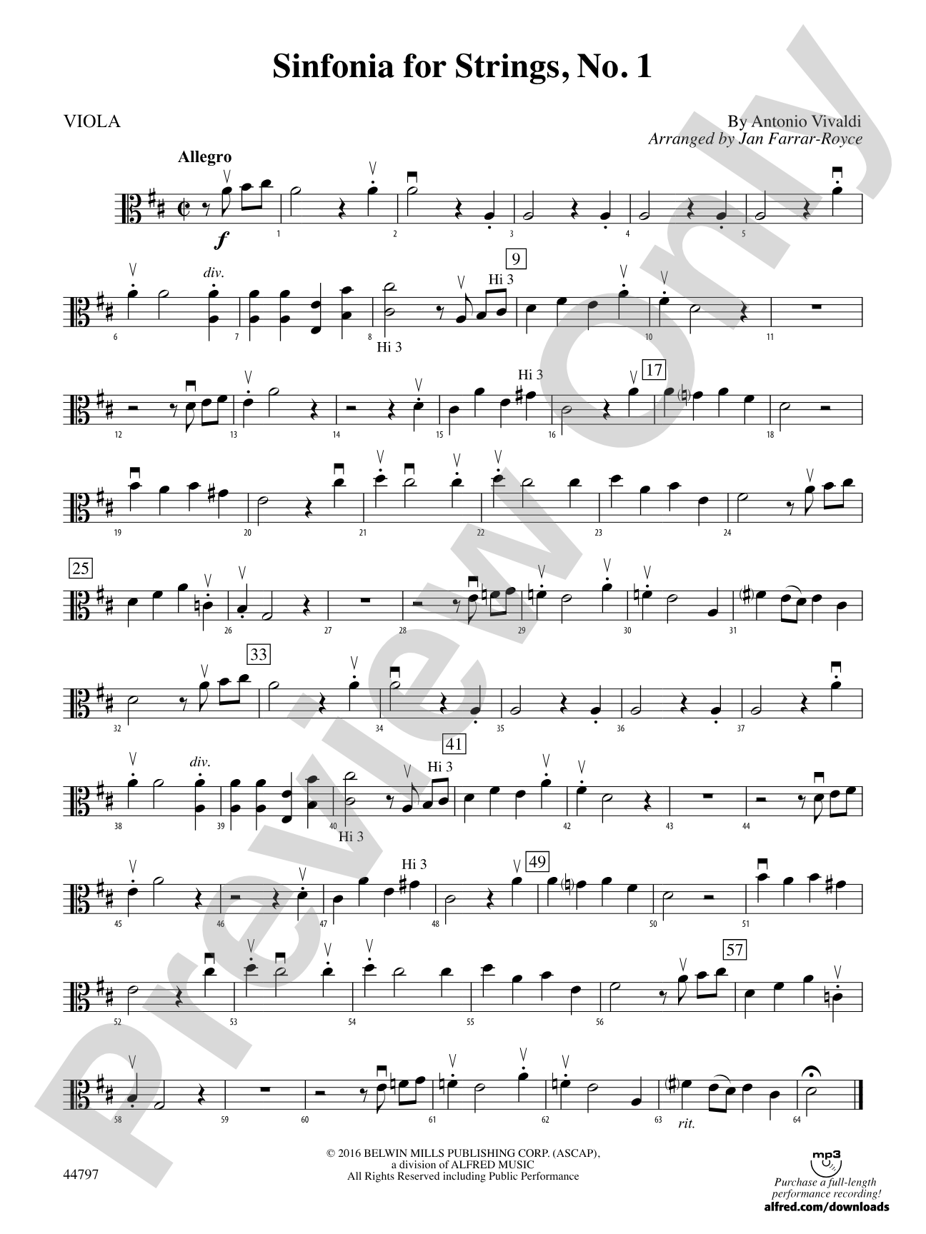 Sinfonia for Strings, No. 1: Viola