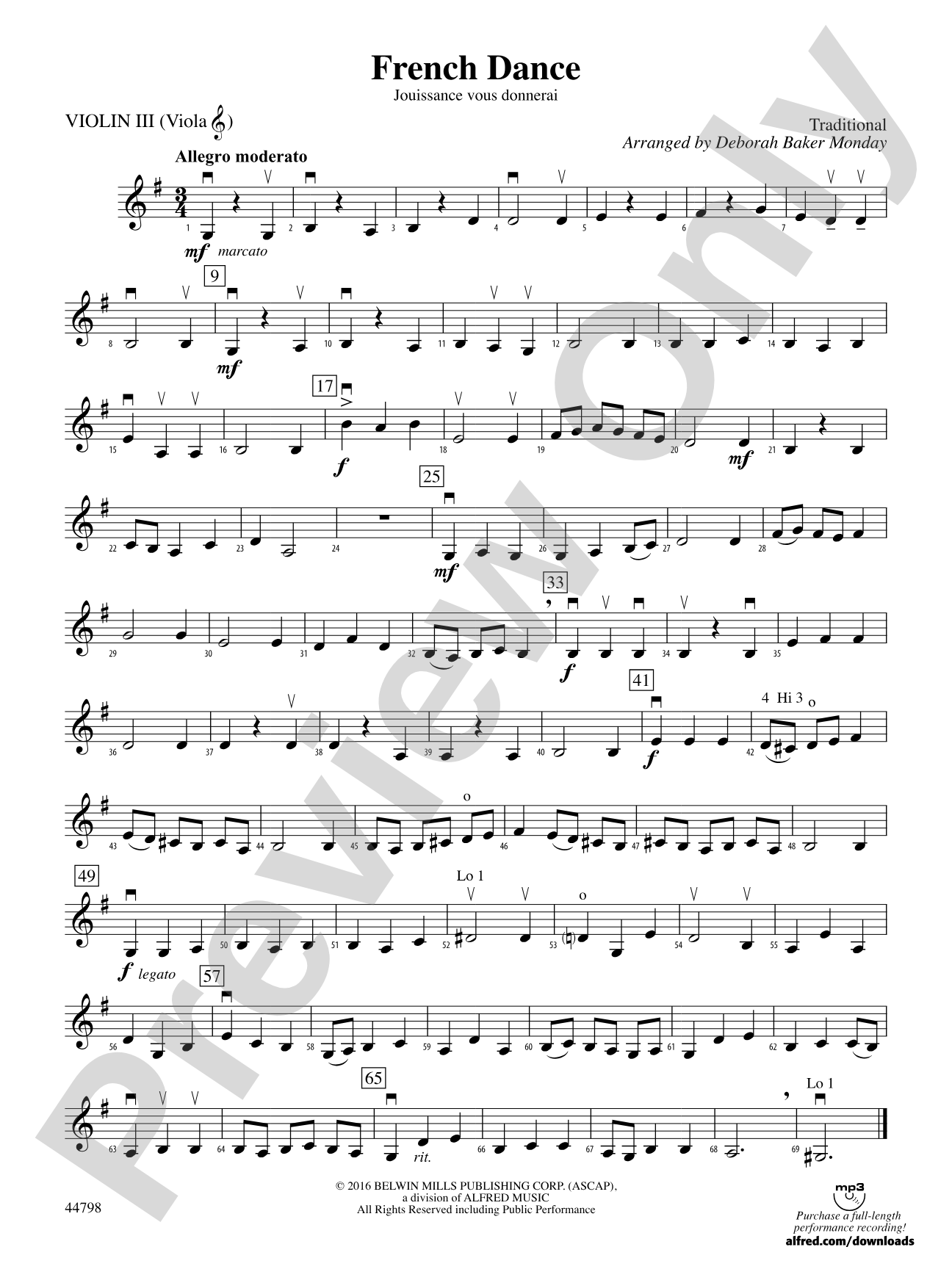 French Dance: 3rd Violin (Viola [TC])