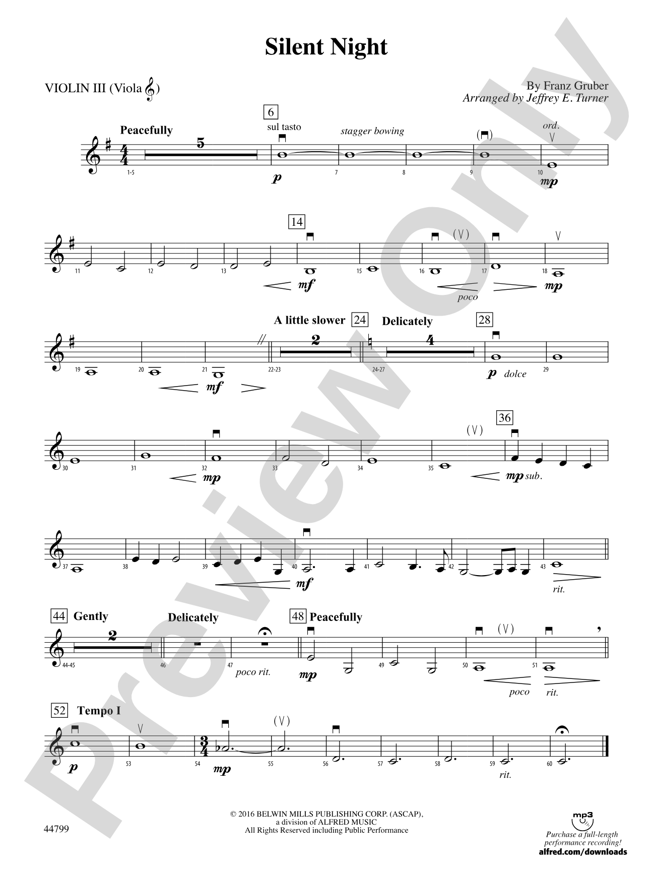 Silent Night: 3rd Violin (Viola [TC])