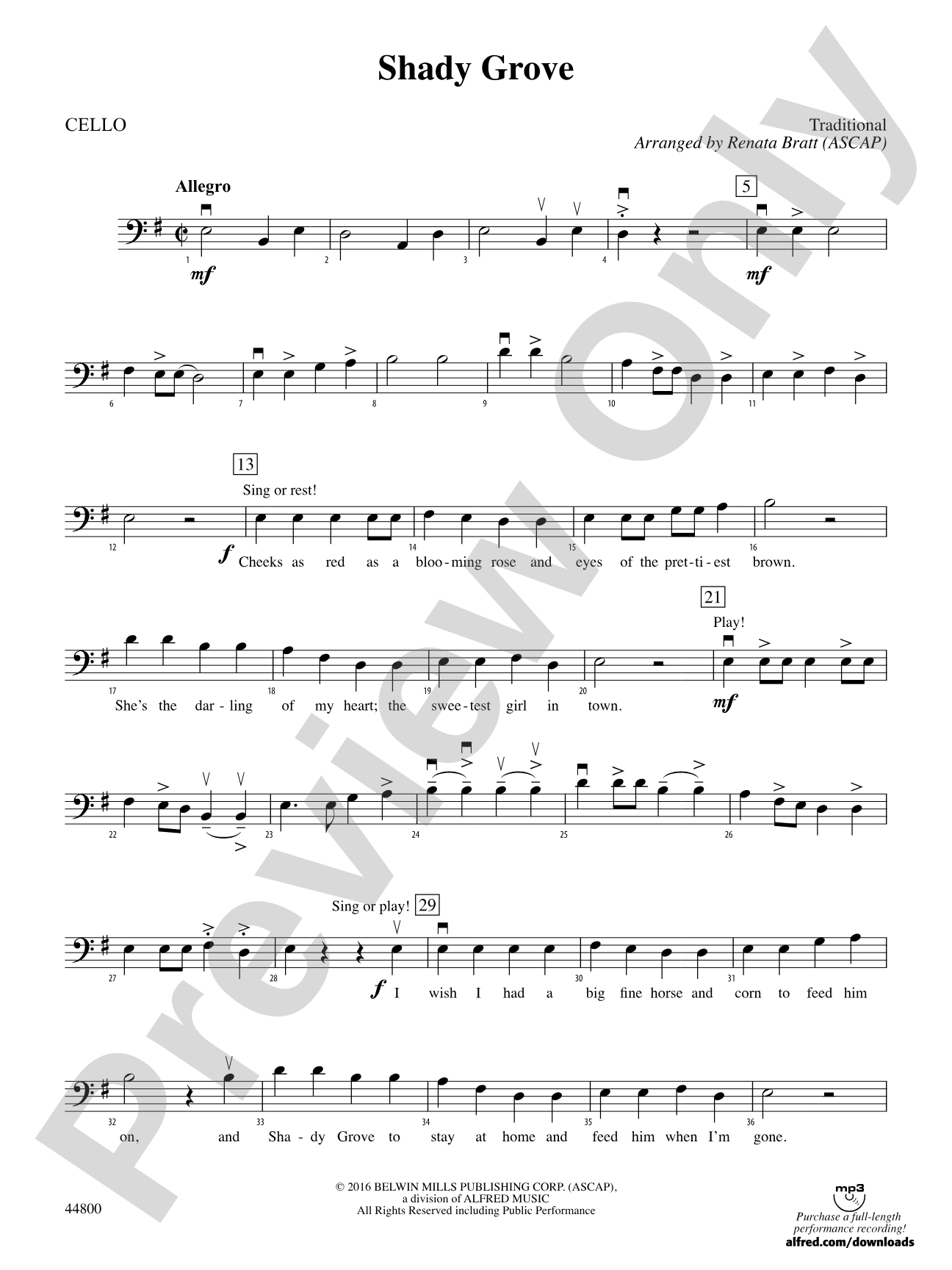 Shady Grove: Cello