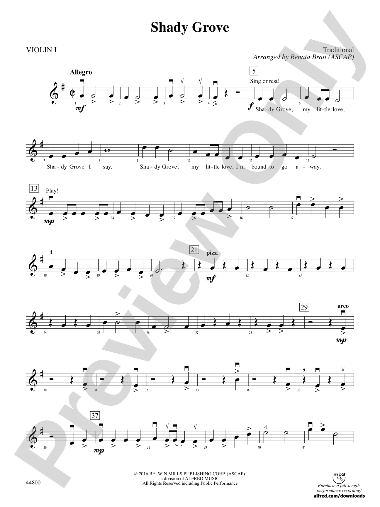 Shady Grove: 1st Violin