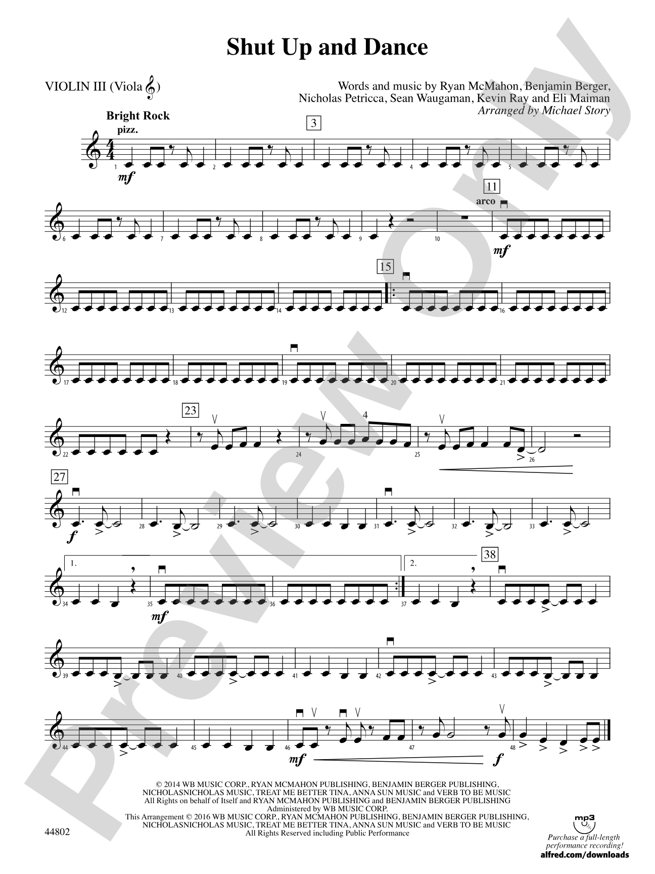 Shut Up and Dance: 3rd Violin (Viola [TC])