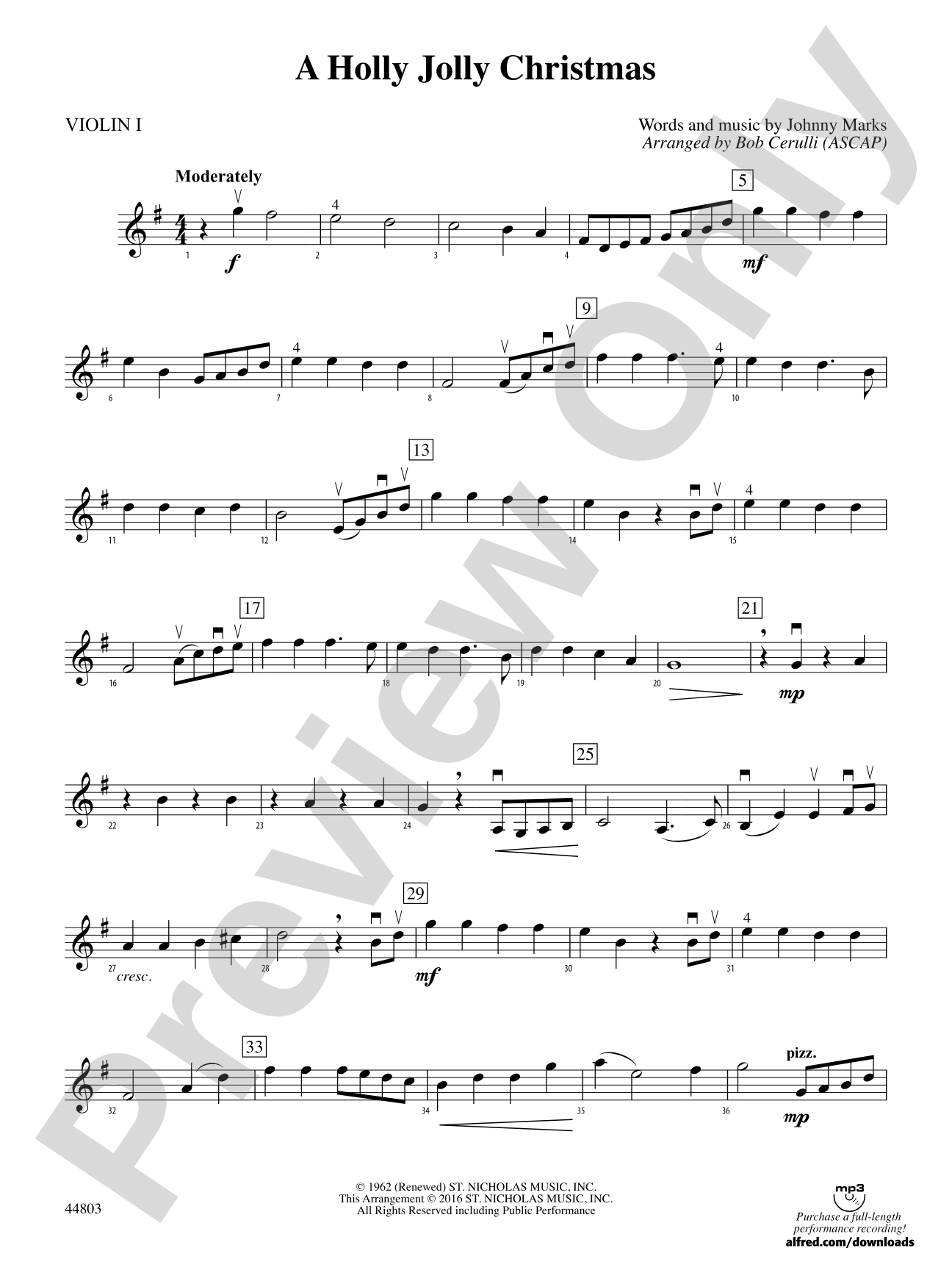 A Holly Jolly Christmas: 1st Violin