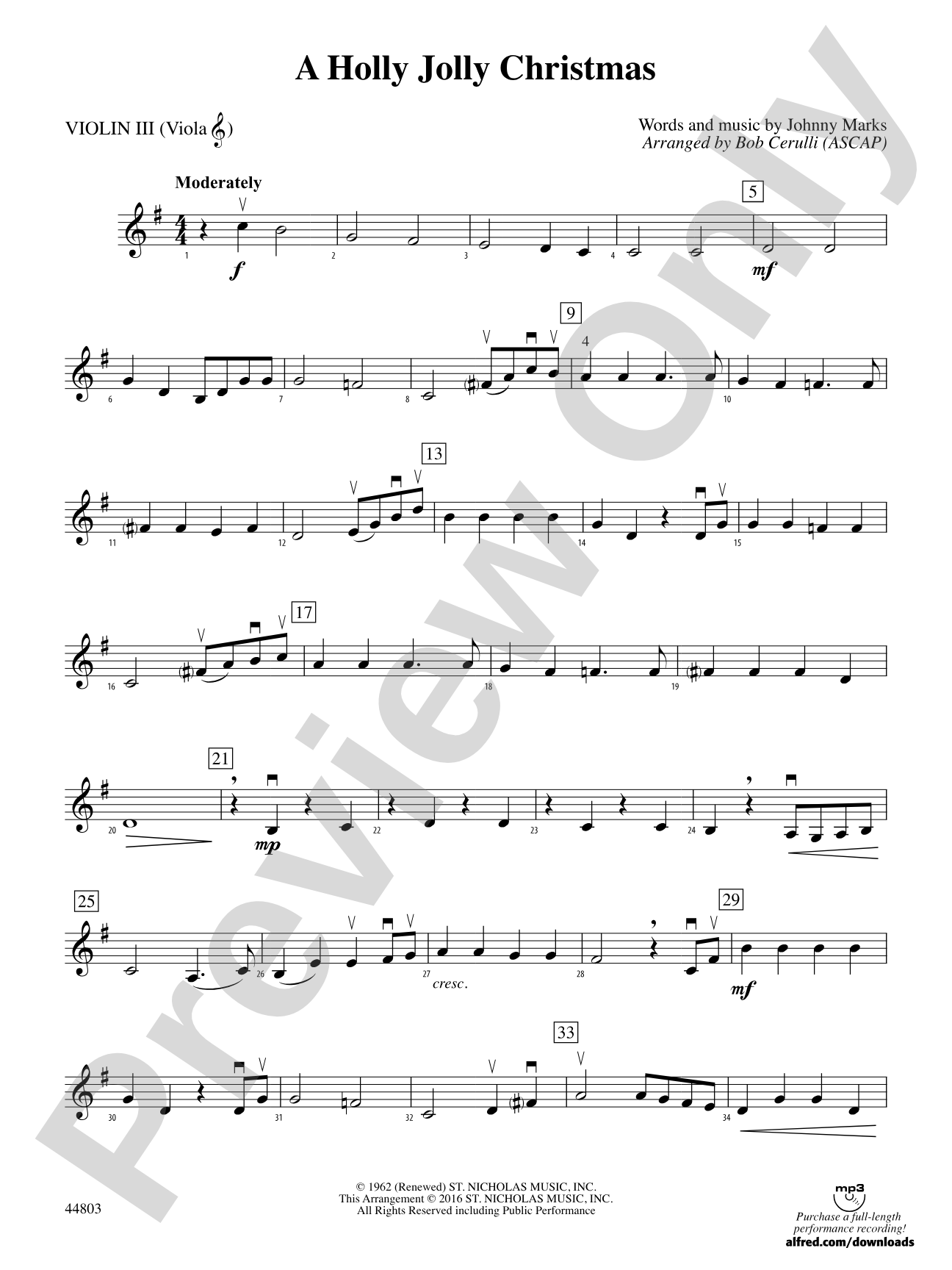 A Holly Jolly Christmas: 3rd Violin (Viola [TC])