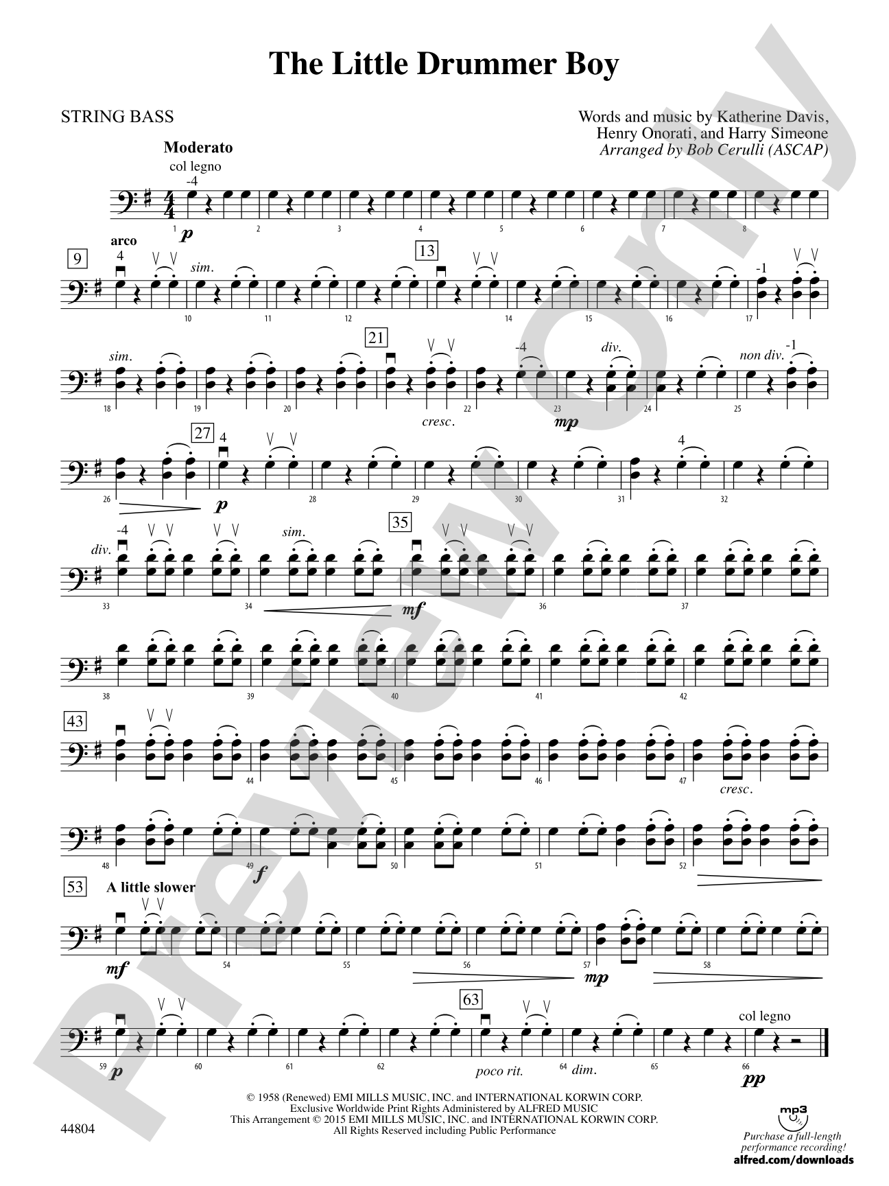 The Little Drummer Boy: String Bass