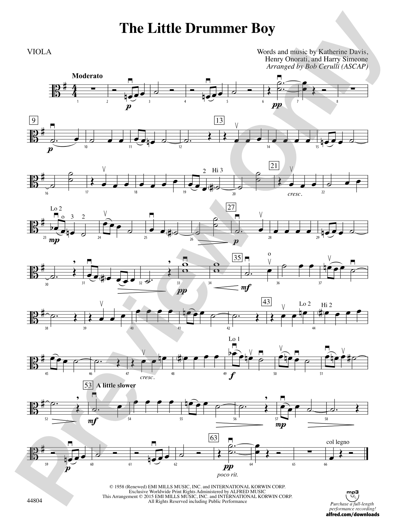 The Little Drummer Boy: Viola