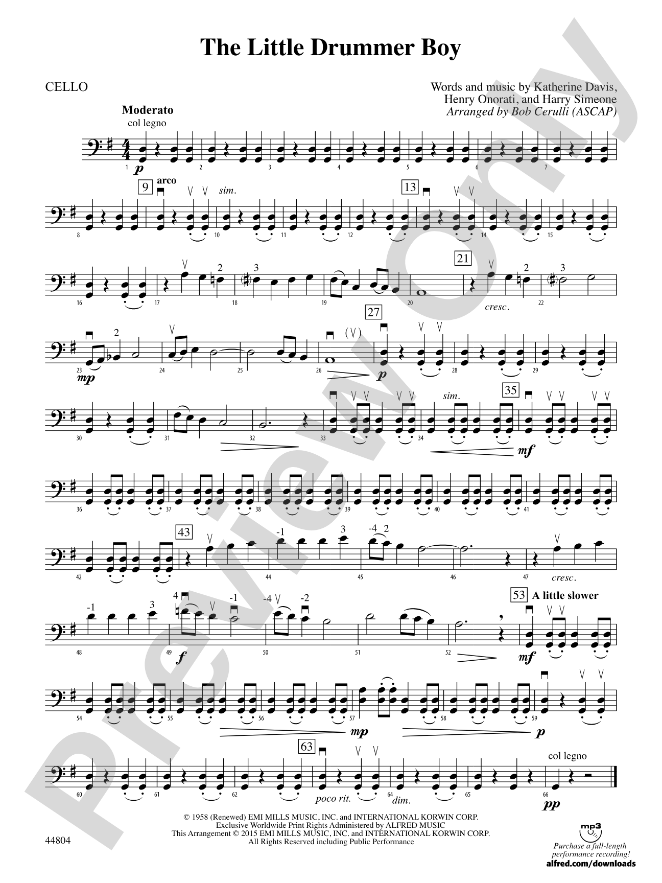 The Little Drummer Boy: Cello