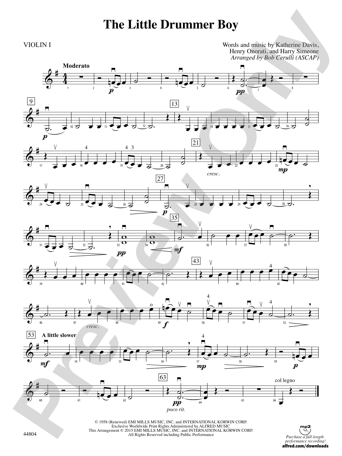 The Little Drummer Boy: 1st Violin