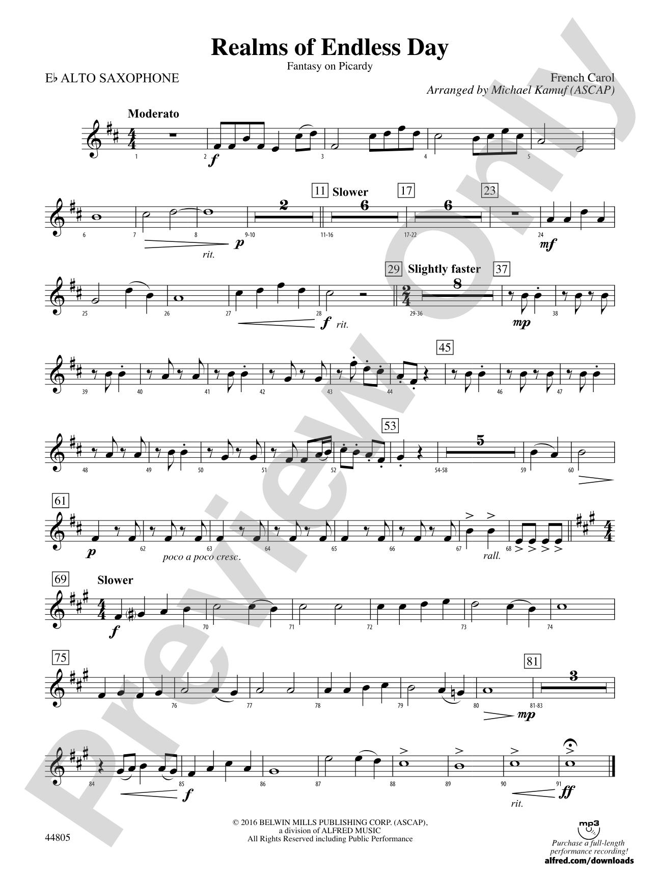 Realms of Endless Day: E-flat Alto Saxophone