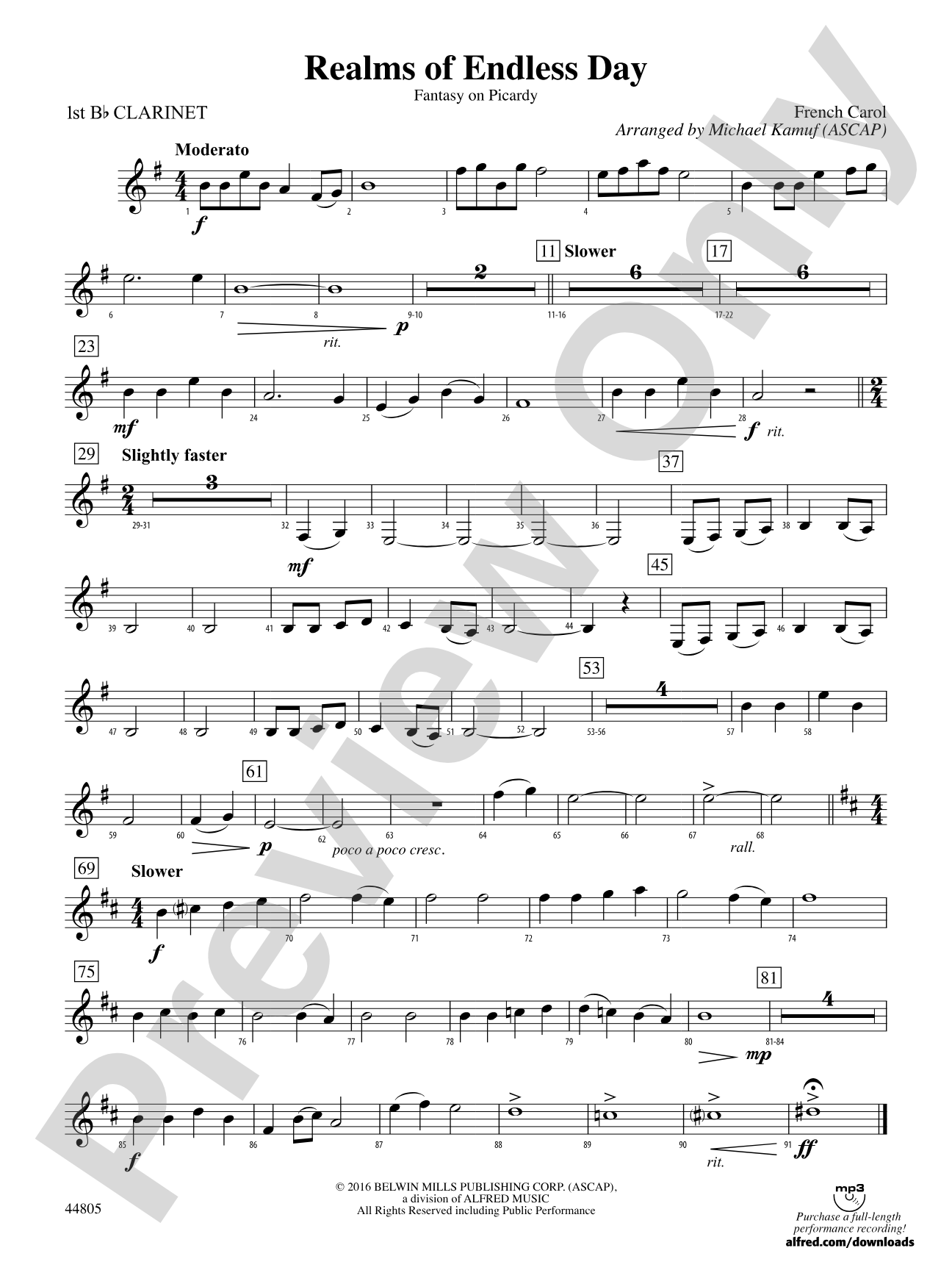Realms of Endless Day: 1st B-flat Clarinet